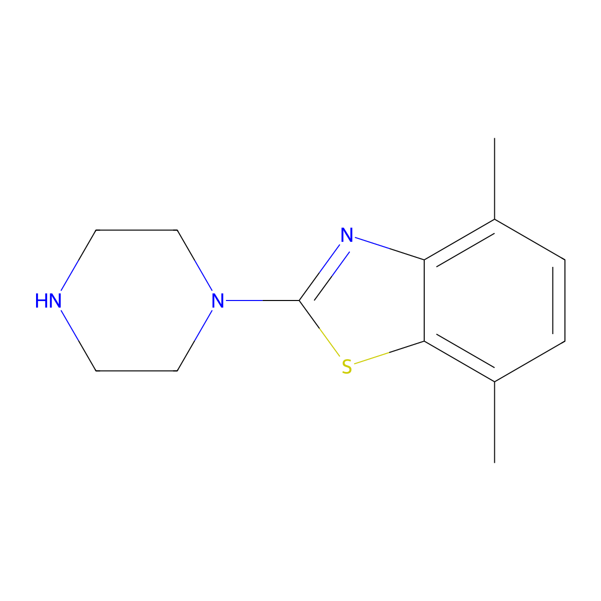 4,7-Dimethyl-2-piperazin-1-yl-1,3-benzothiazole molecular structure, CAS 1105194-48-6