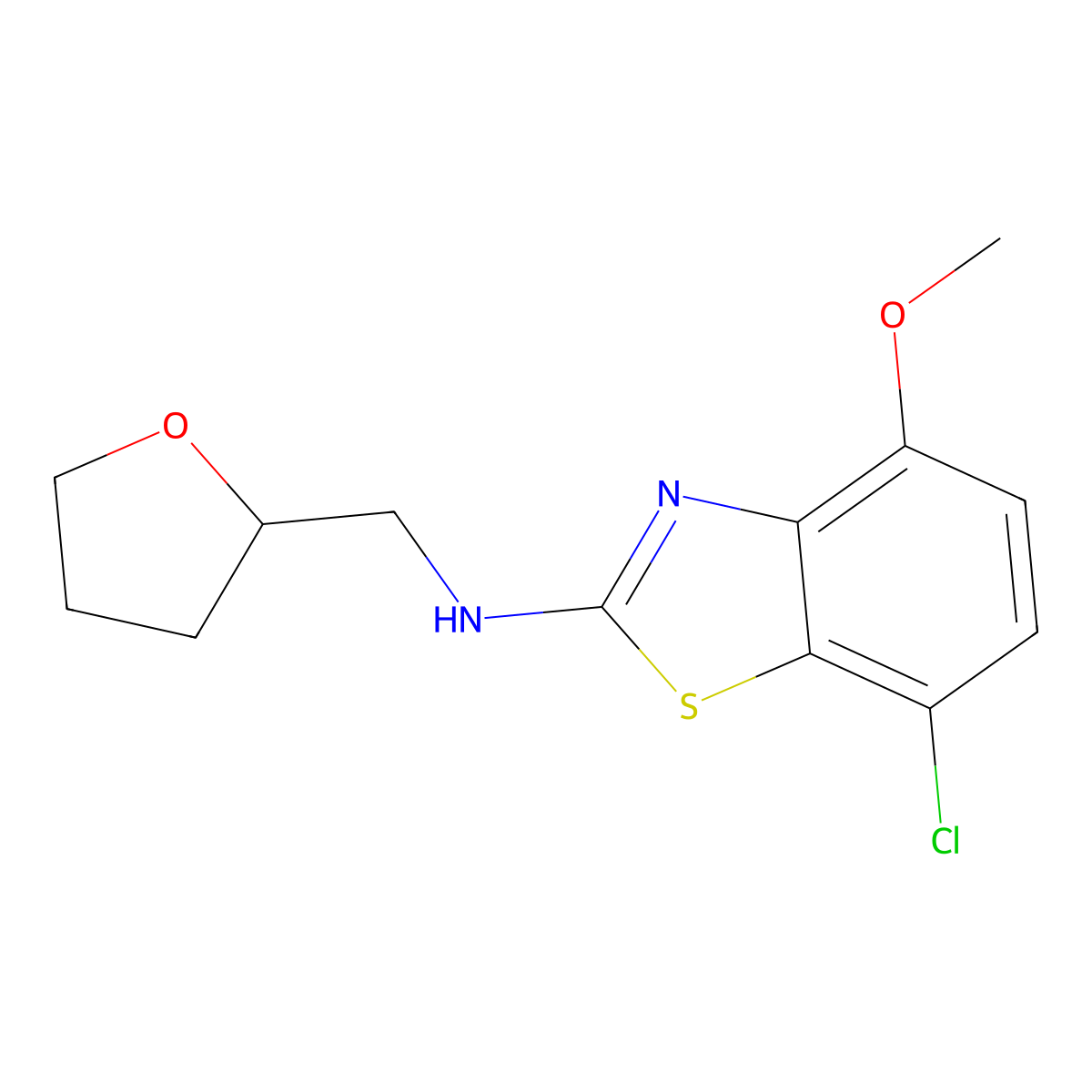 7-chloro-4-methoxy-N-(tetrahydrofuran-2-ylmethyl)-1,3-benzothiazol-2-amine molecular structure, CAS 1105194-65-7