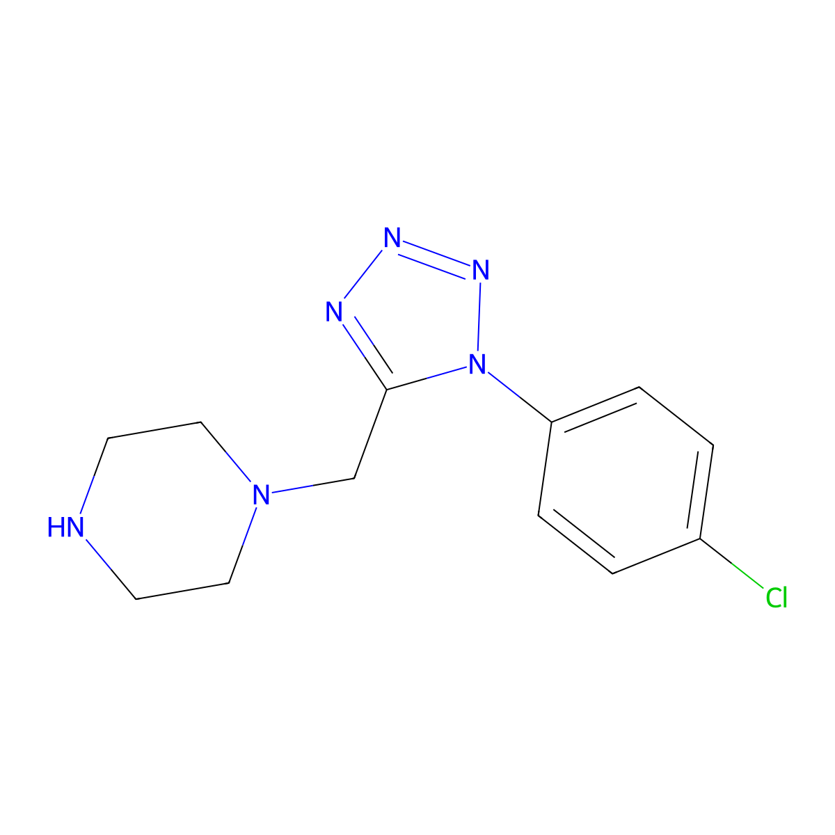 1-{[1-(4-chlorophenyl)-1H-1,2,3,4-tetrazol-5-yl]methyl}piperazine molecular structure, CAS 1105194-67-9