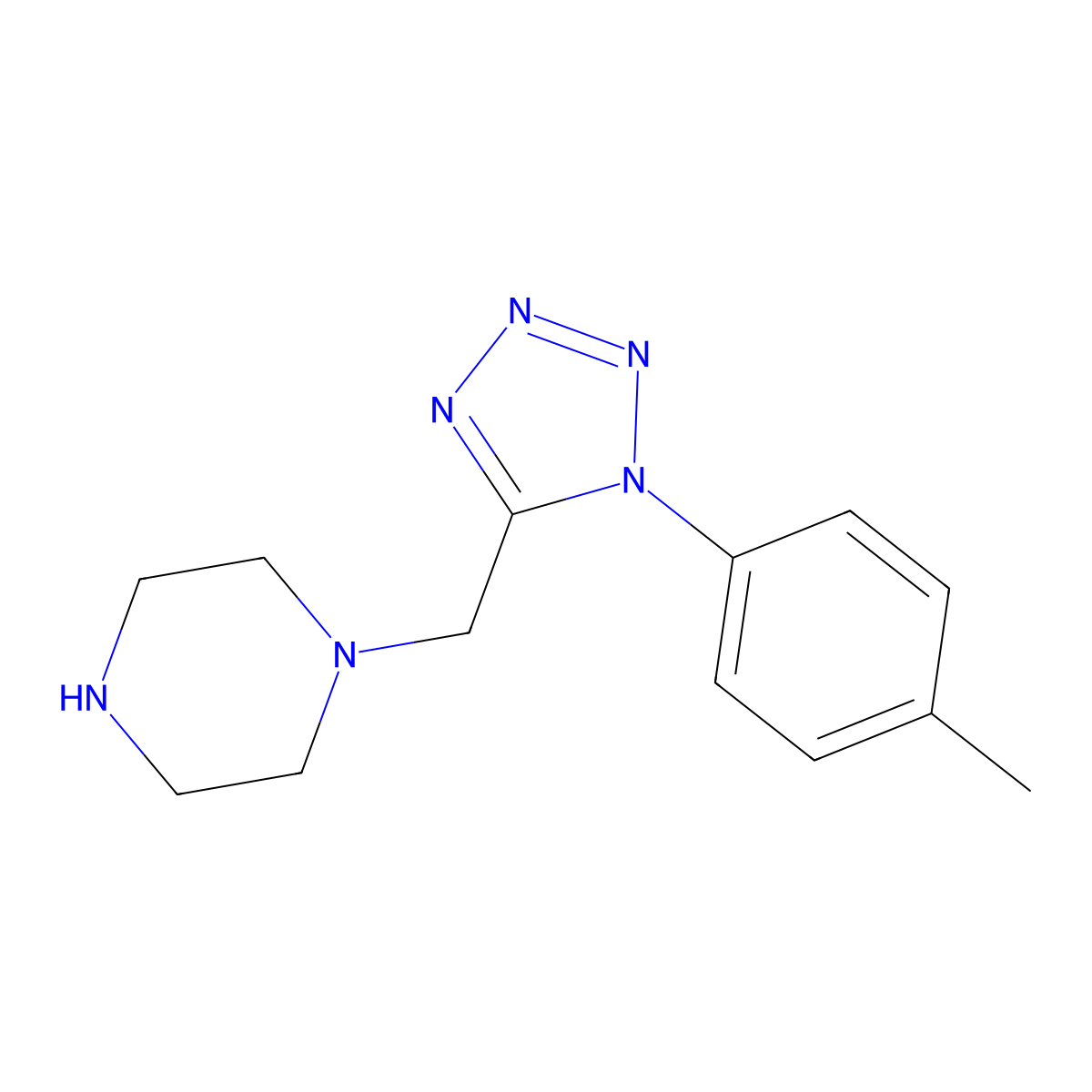1-{[1-(4-methylphenyl)-1H-1,2,3,4-tetrazol-5-yl]methyl}piperazine molecular structure, CAS 1105194-71-5