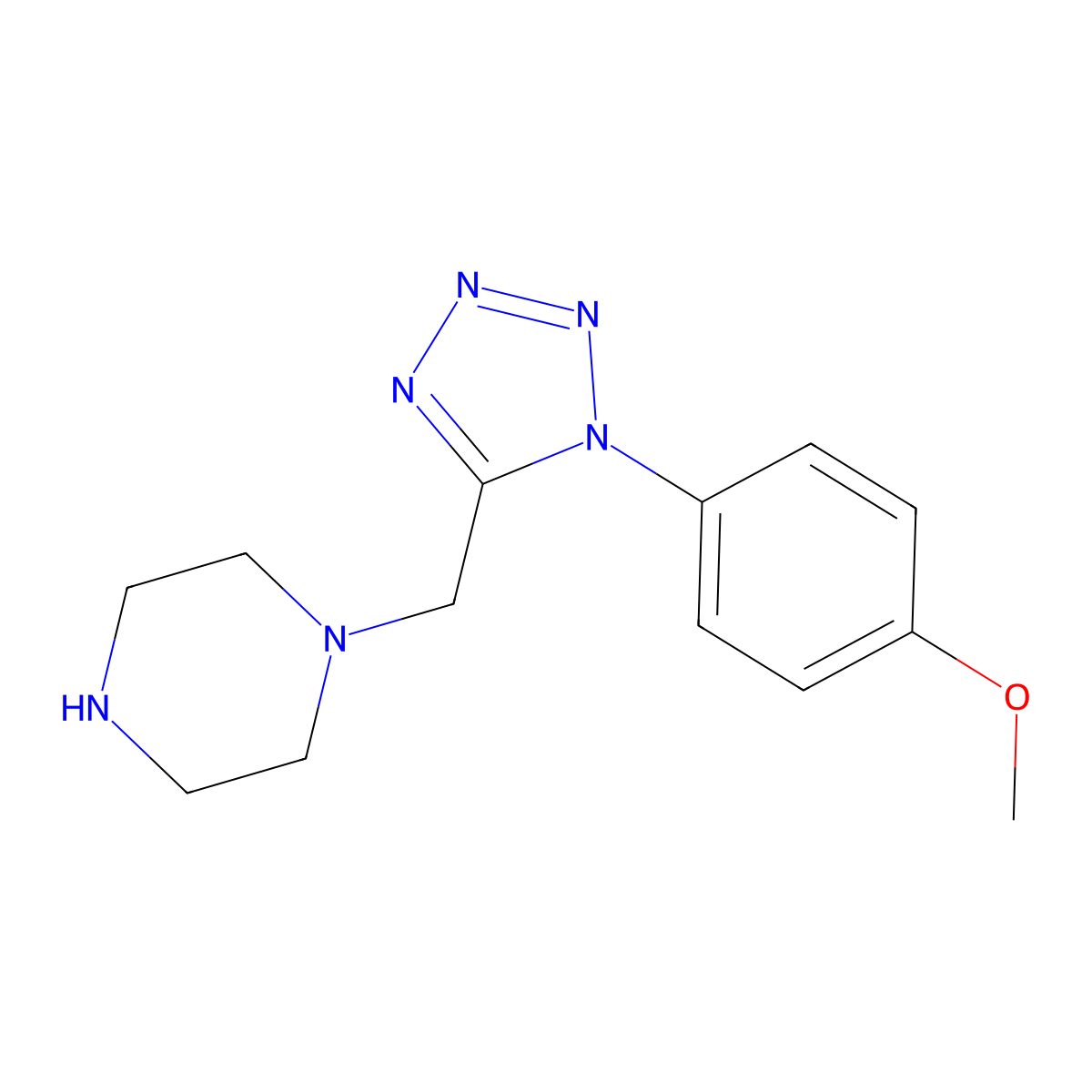 1-{[1-(4-methoxyphenyl)-1H-1,2,3,4-tetrazol-5-yl]methyl}piperazine molecular structure, CAS 1105194-75-9