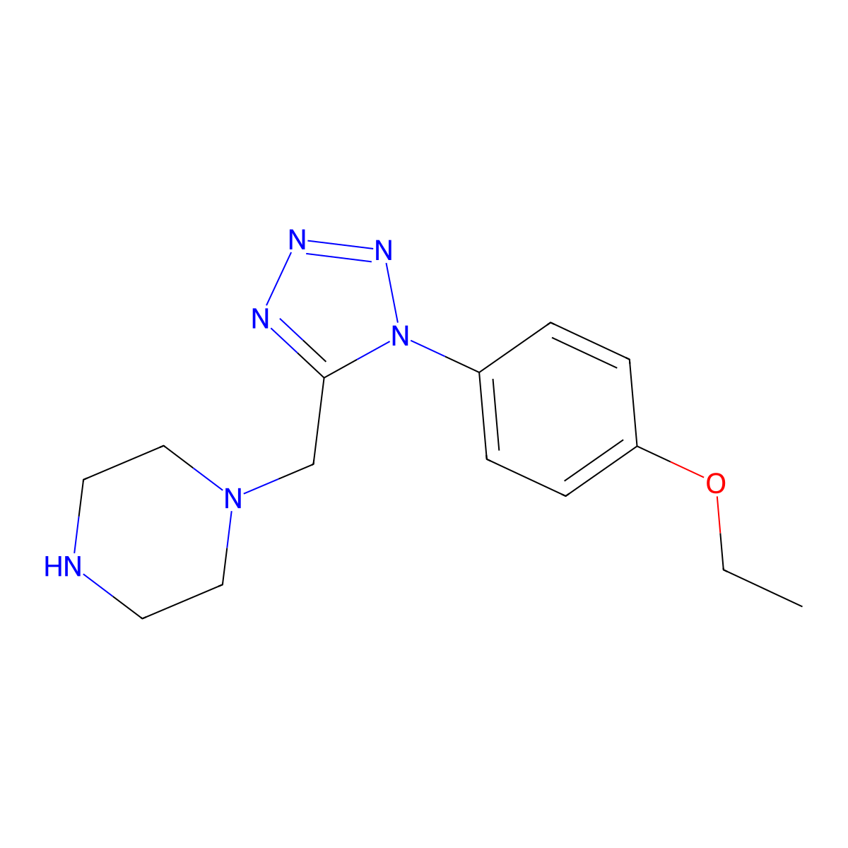 1-{[1-(4-ethoxyphenyl)-1H-1,2,3,4-tetrazol-5-yl]methyl}piperazine molecular structure, CAS 1105194-79-3