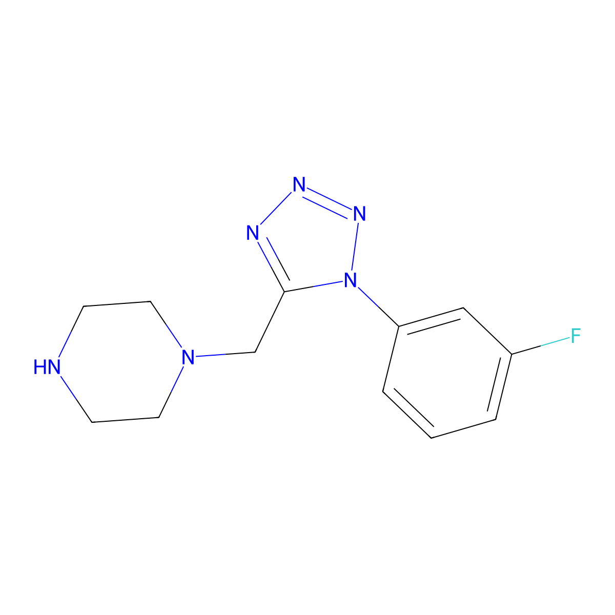 1-{[1-(3-fluorophenyl)-1H-1,2,3,4-tetrazol-5-yl]methyl}piperazine molecular structure, CAS 1105194-83-9