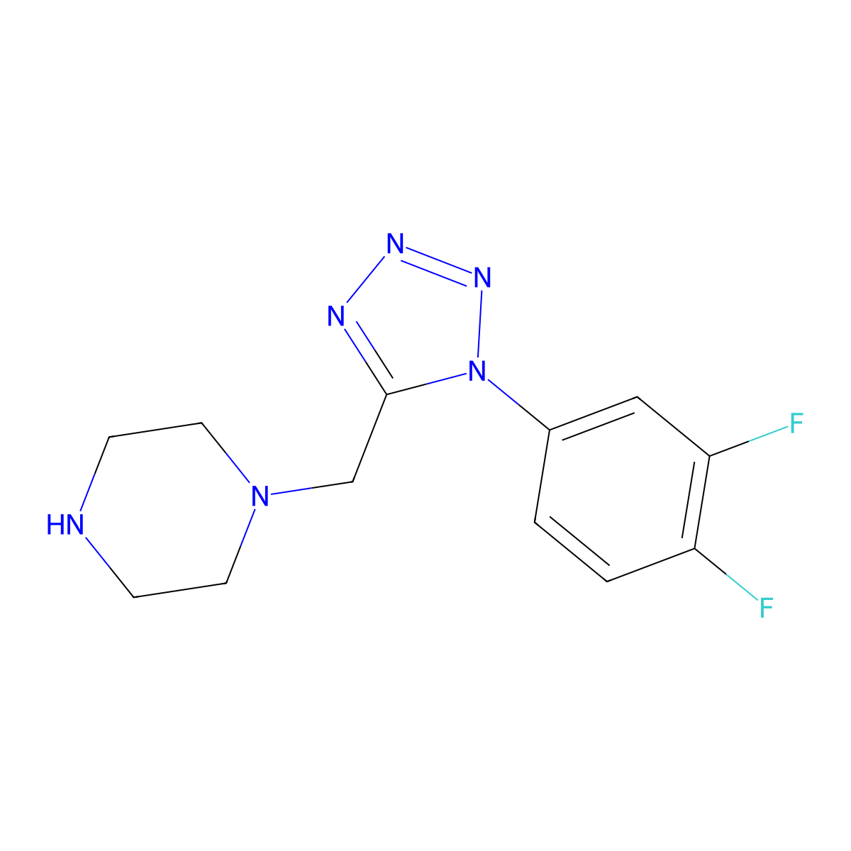 1-{[1-(3,4-Difluorophenyl)-1H-tetraazol-5-yl]methyl}piperazine molecular structure, CAS 1105194-87-3