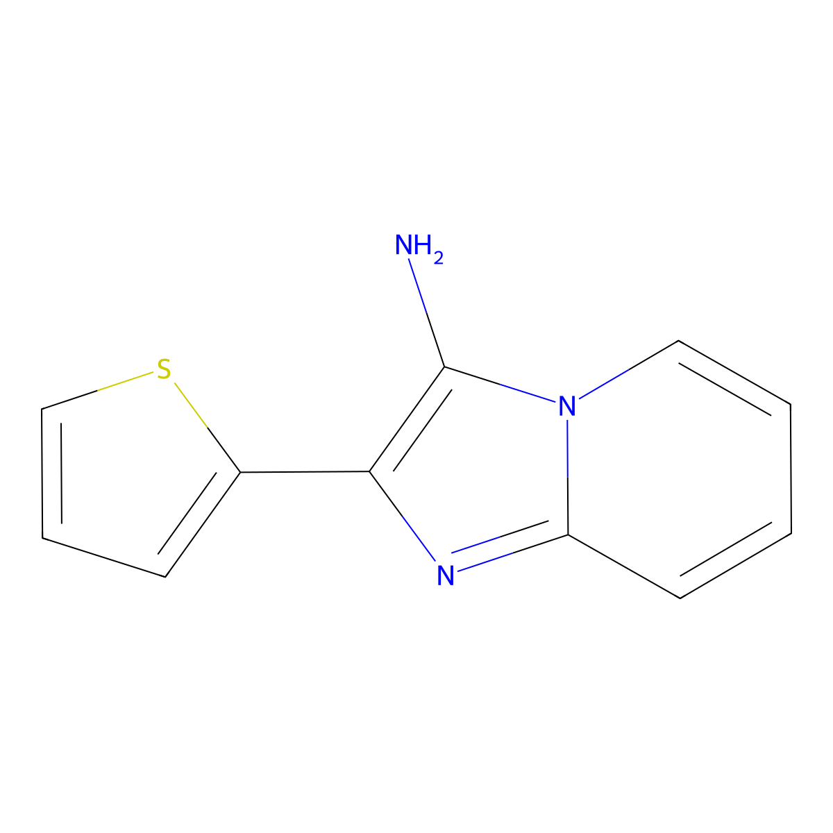 2-(Thiophen-2-yl)imidazo[1,2-a]pyridin-3-amine molecular structure, CAS 1105195-06-9