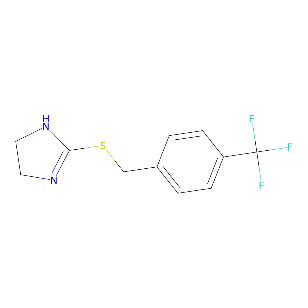 2-({[4-(trifluoromethyl)phenyl]methyl}sulfanyl)-4,5-dihydro-1H-imidazole molecular structure, CAS 1105195-07-0