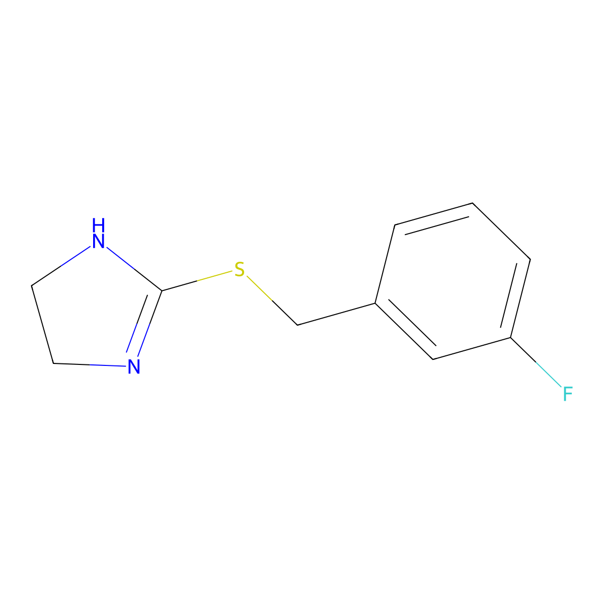 2-{[(3-fluorophenyl)methyl]sulfanyl}-4,5-dihydro-1H-imidazole molecular structure, CAS 1105195-11-6
