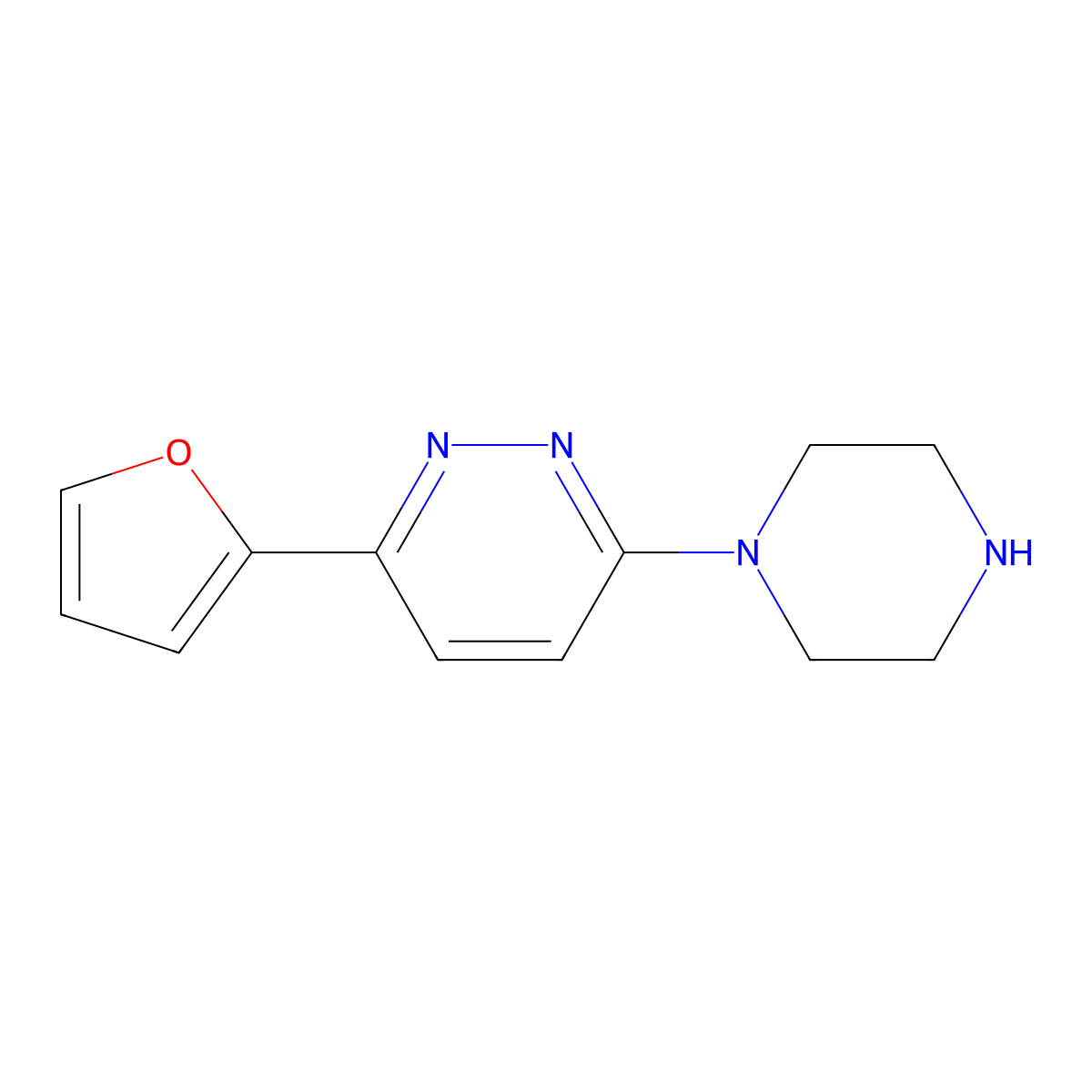 3-(Furan-2-yl)-6-(piperazin-1-yl)pyridazine molecular structure, CAS 1105195-43-4