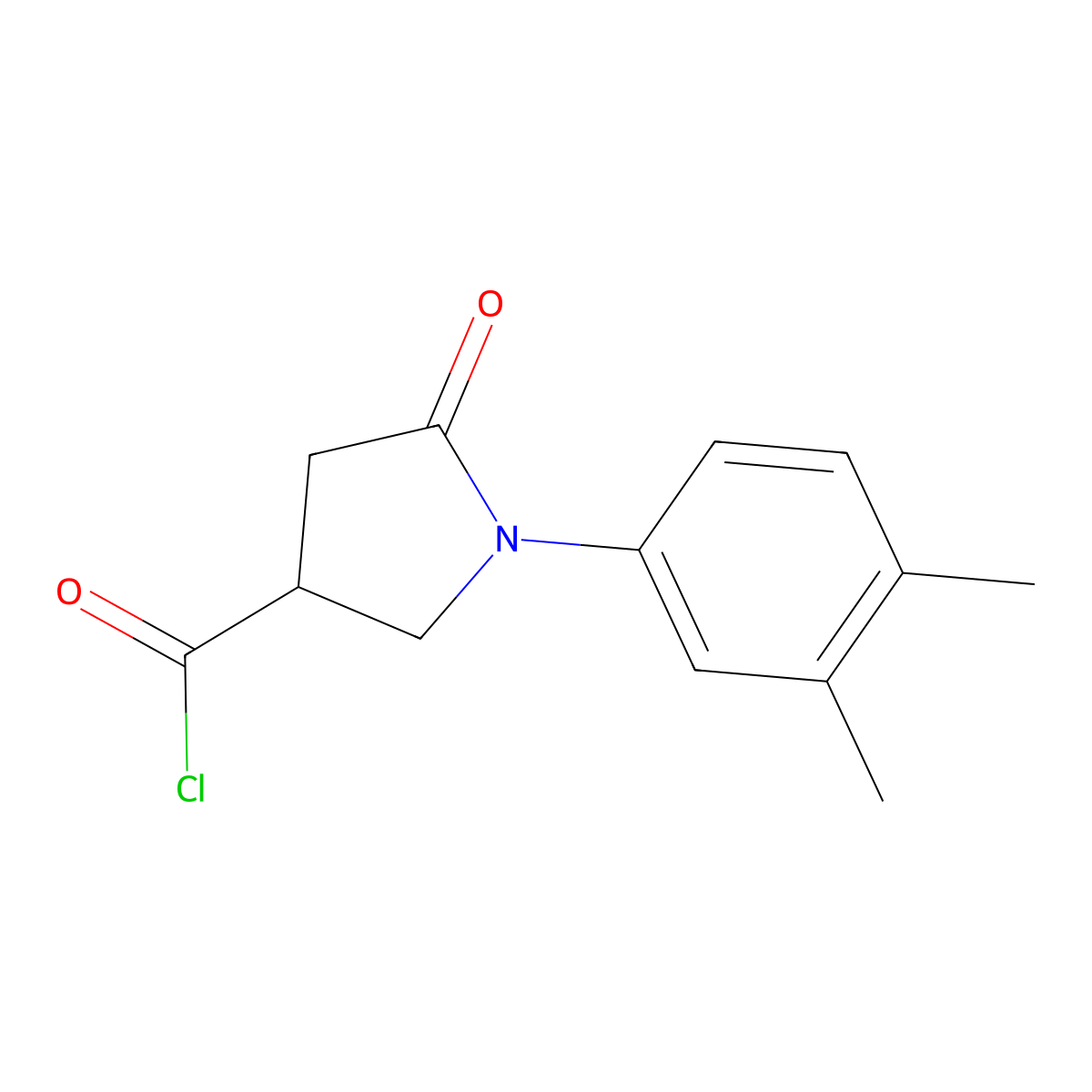 1-(3,4-Dimethylphenyl)-5-oxopyrrolidine-3-carbonyl chloride molecular structure, CAS 1105195-49-0