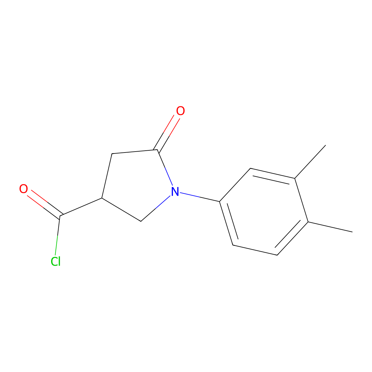 1-(3,4-Dimethylphenyl)-5-oxopyrrolidine-3-carbonyl chloride molecular structure, CAS 1105195-49-0
