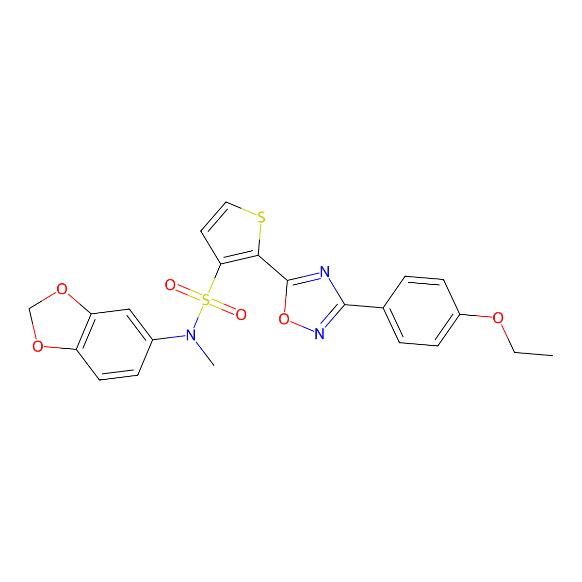 N-(1,3-benzodioxol-5-yl)-2-[3-(4-ethoxyphenyl)-1,2,4-oxadiazol-5-yl]-N-methylthiophene-3-sulfonamide molecular structure, CAS 1105196-04-0