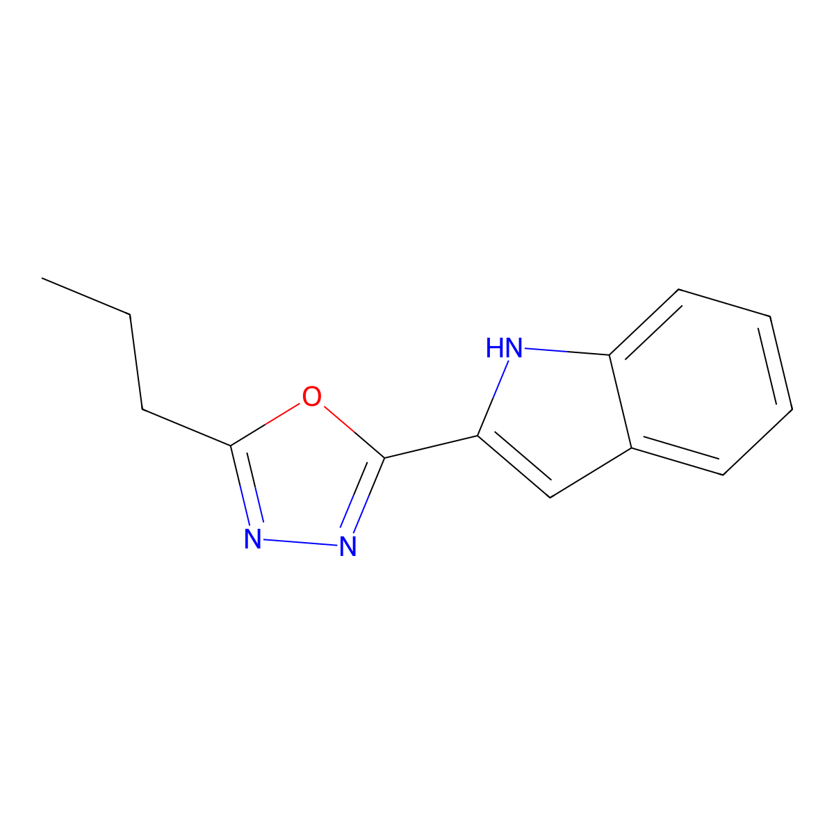 2-(5-propyl-1,3,4-oxadiazol-2-yl)-1H-indole molecular structure, CAS 1105196-10-8