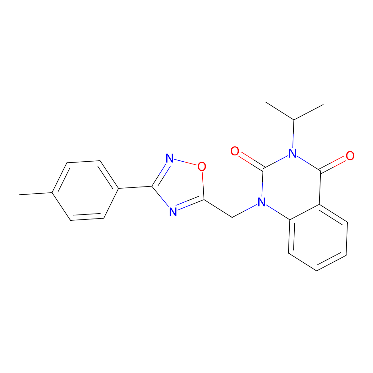 1-{[3-(4-Methylphenyl)-1,2,4-oxadiazol-5-yl]methyl}-3-(propan-2-yl)-1,2,3,4-tetrahydroquinazoline-2,4-dione molecular structure, CAS 1105196-13-1