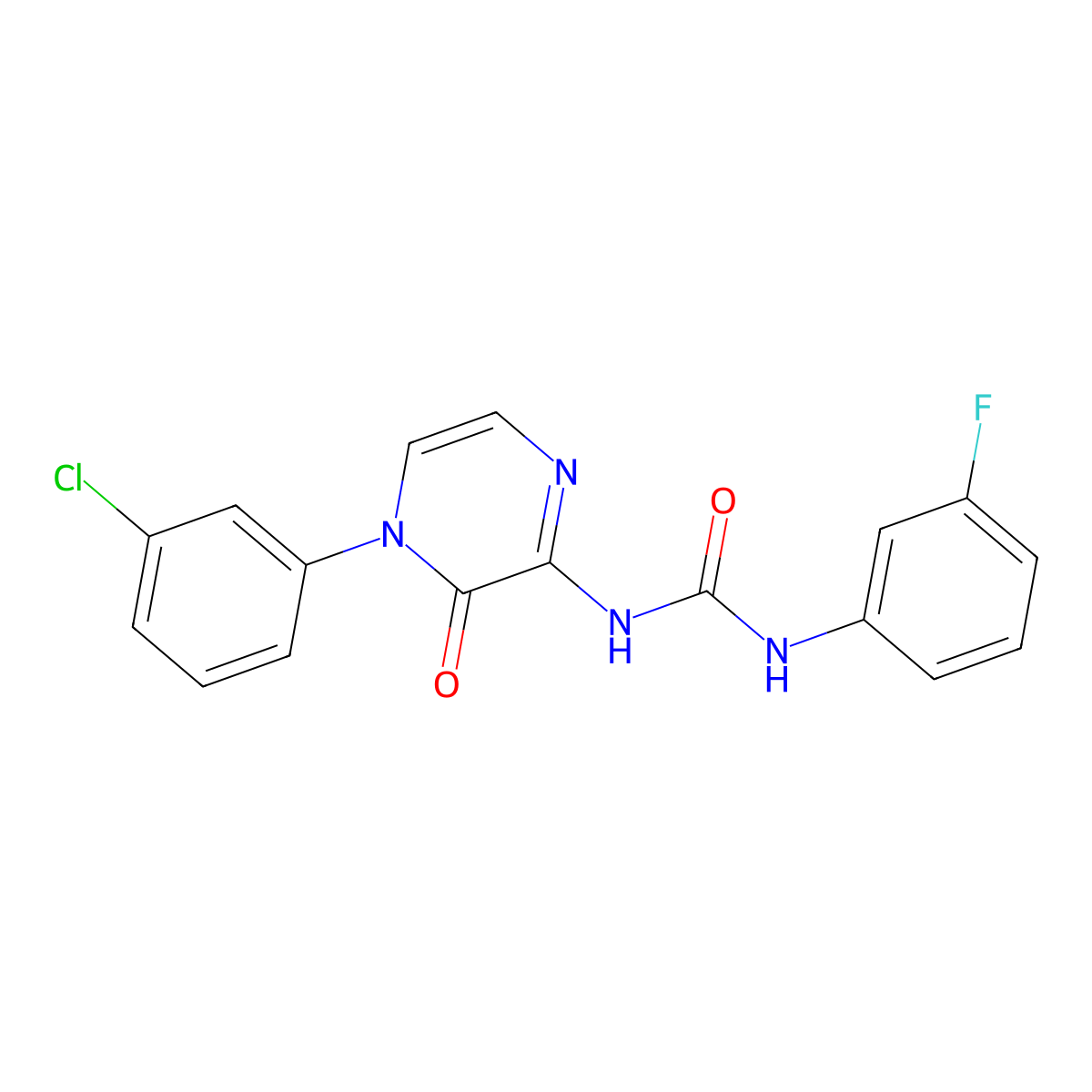 1-(4-(3-Chlorophenyl)-3-oxo-3,4-dihydropyrazin-2-yl)-3-(3-fluorophenyl)urea molecular structure, CAS 1105196-21-1
