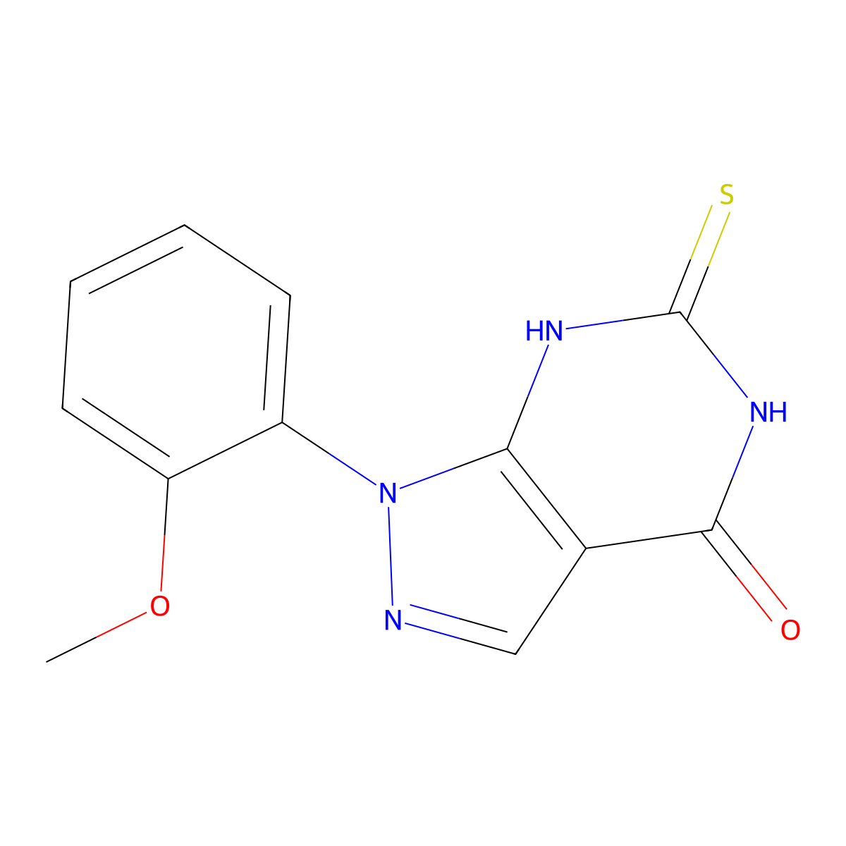 6-mercapto-1-(2-methoxyphenyl)-1,5-dihydro-4H-pyrazolo[3,4-d]pyrimidin-4-one molecular structure, CAS 1105196-23-3