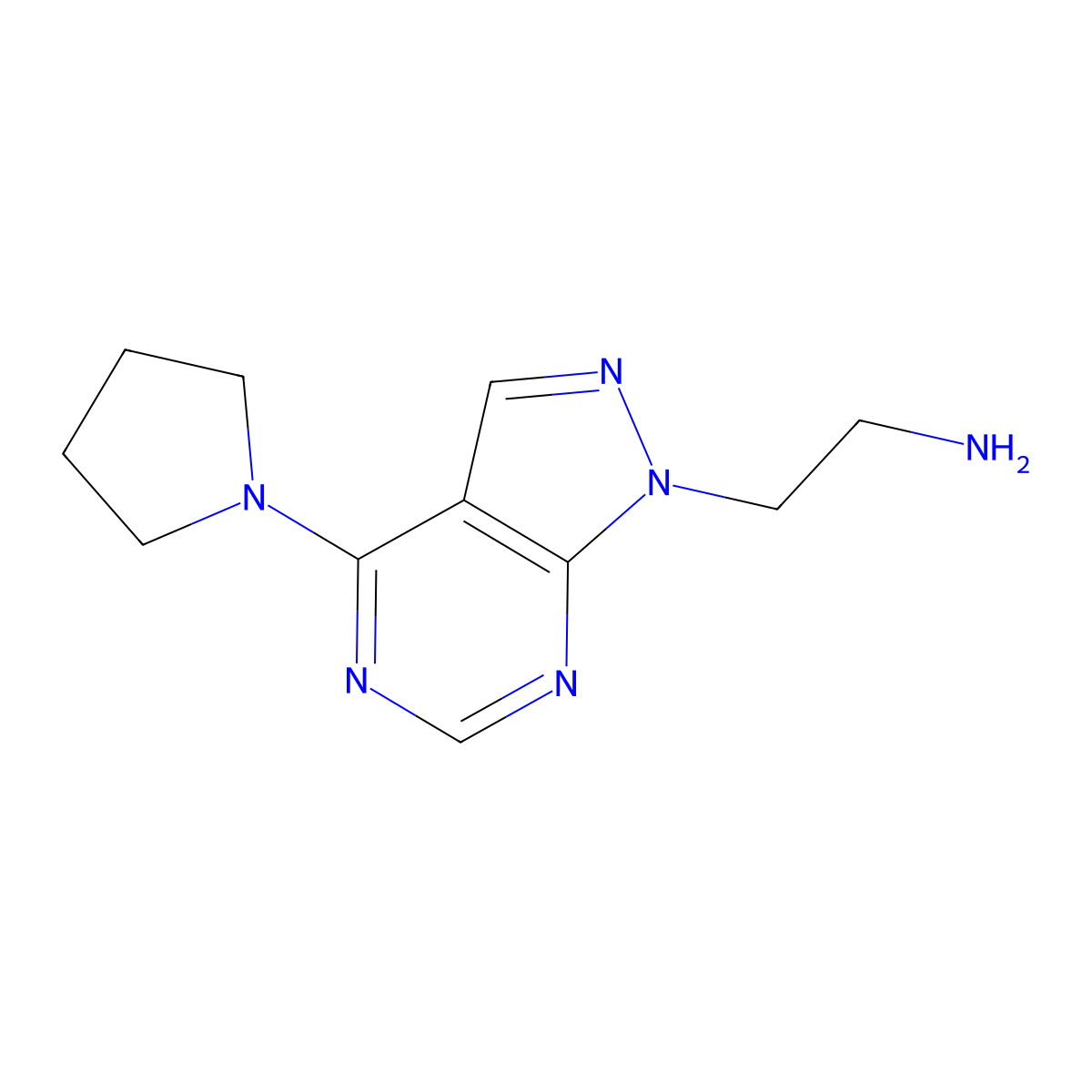 [2-(4-pyrrolidin-1-yl-1H-pyrazolo[3,4-d]pyrimidin-1-yl)ethyl]amine molecular structure, CAS 1105196-26-6