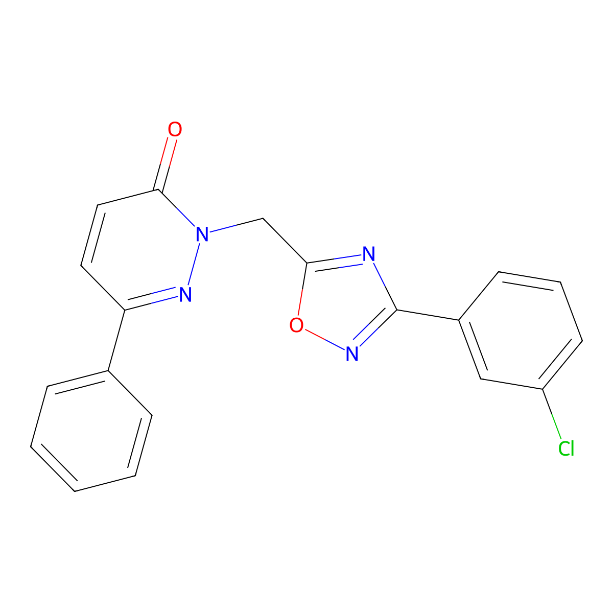 2-((3-(3-chlorophenyl)-1,2,4-oxadiazol-5-yl)methyl)-6-phenylpyridazin-3(2H)-one molecular structure, CAS 1105196-27-7