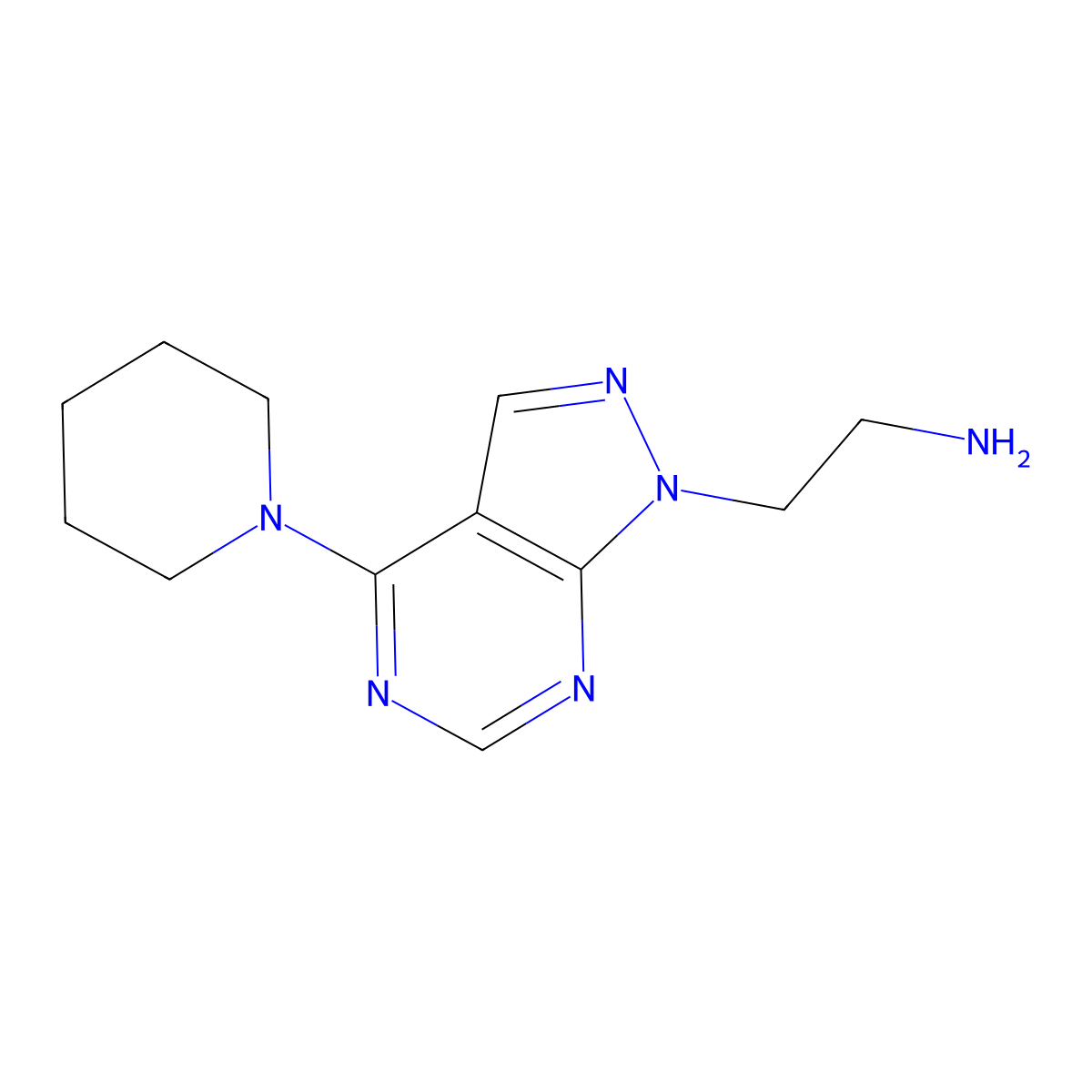 [2-(4-piperidin-1-yl-1H-pyrazolo[3,4-d]pyrimidin-1-yl)ethyl]amine molecular structure, CAS 1105196-28-8