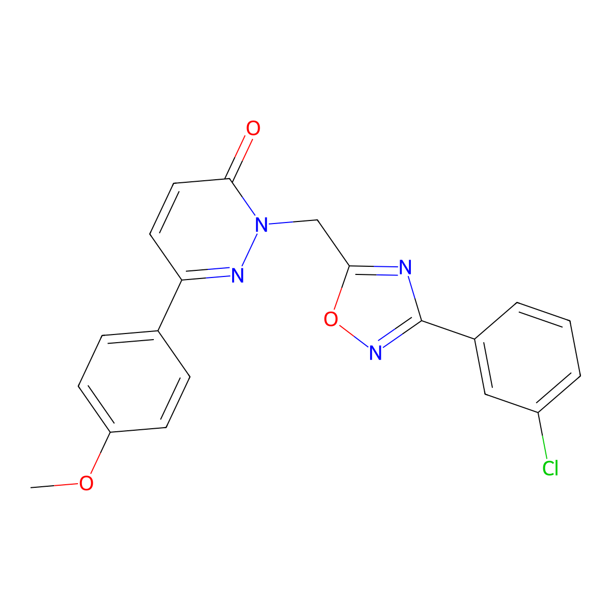 2-((3-(3-chlorophenyl)-1,2,4-oxadiazol-5-yl)methyl)-6-(4-methoxyphenyl)pyridazin-3(2H)-one molecular structure, CAS 1105196-38-0
