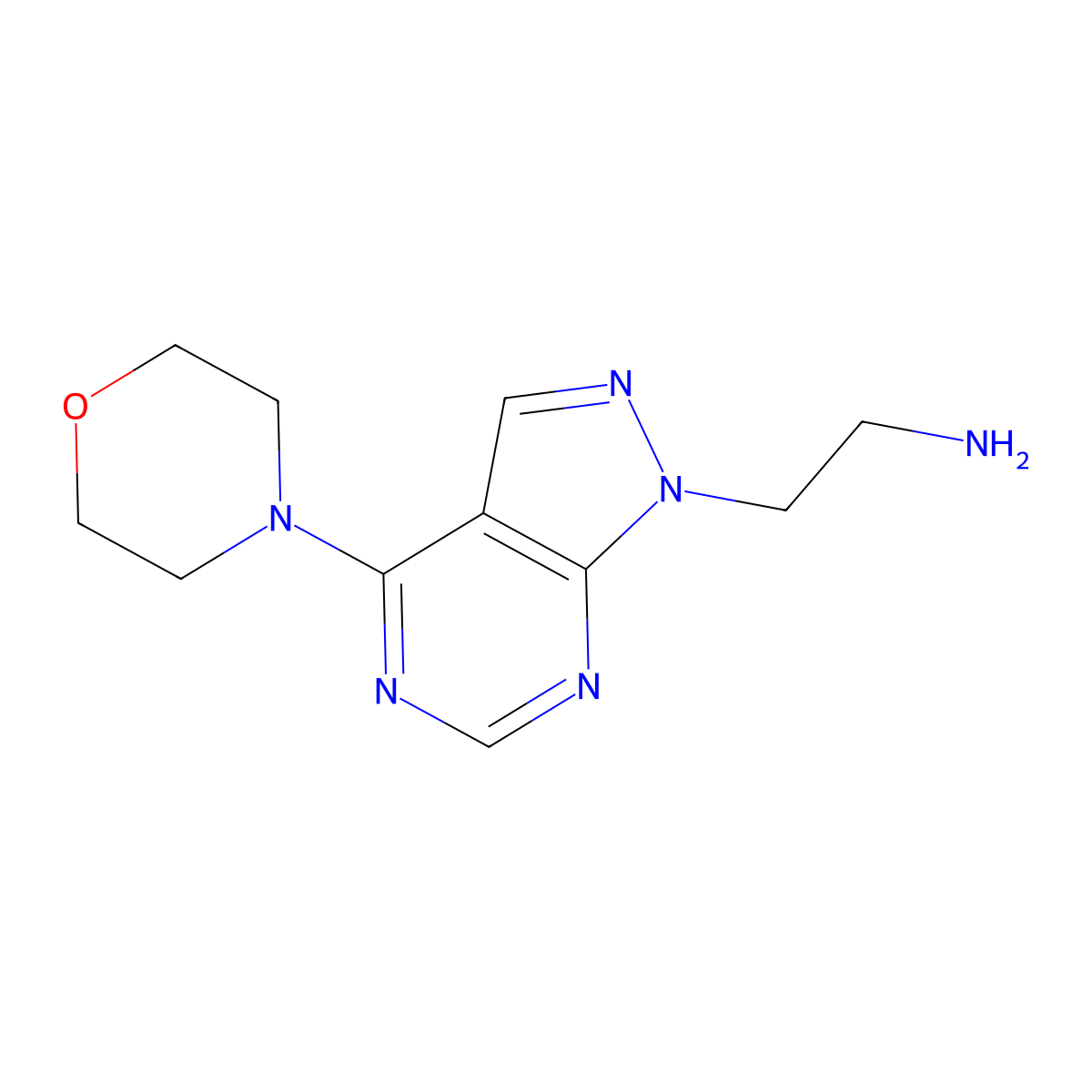 [2-(4-morpholin-4-yl-1H-pyrazolo[3,4-d]pyrimidin-1-yl)ethyl]amine molecular structure, CAS 1105196-39-1