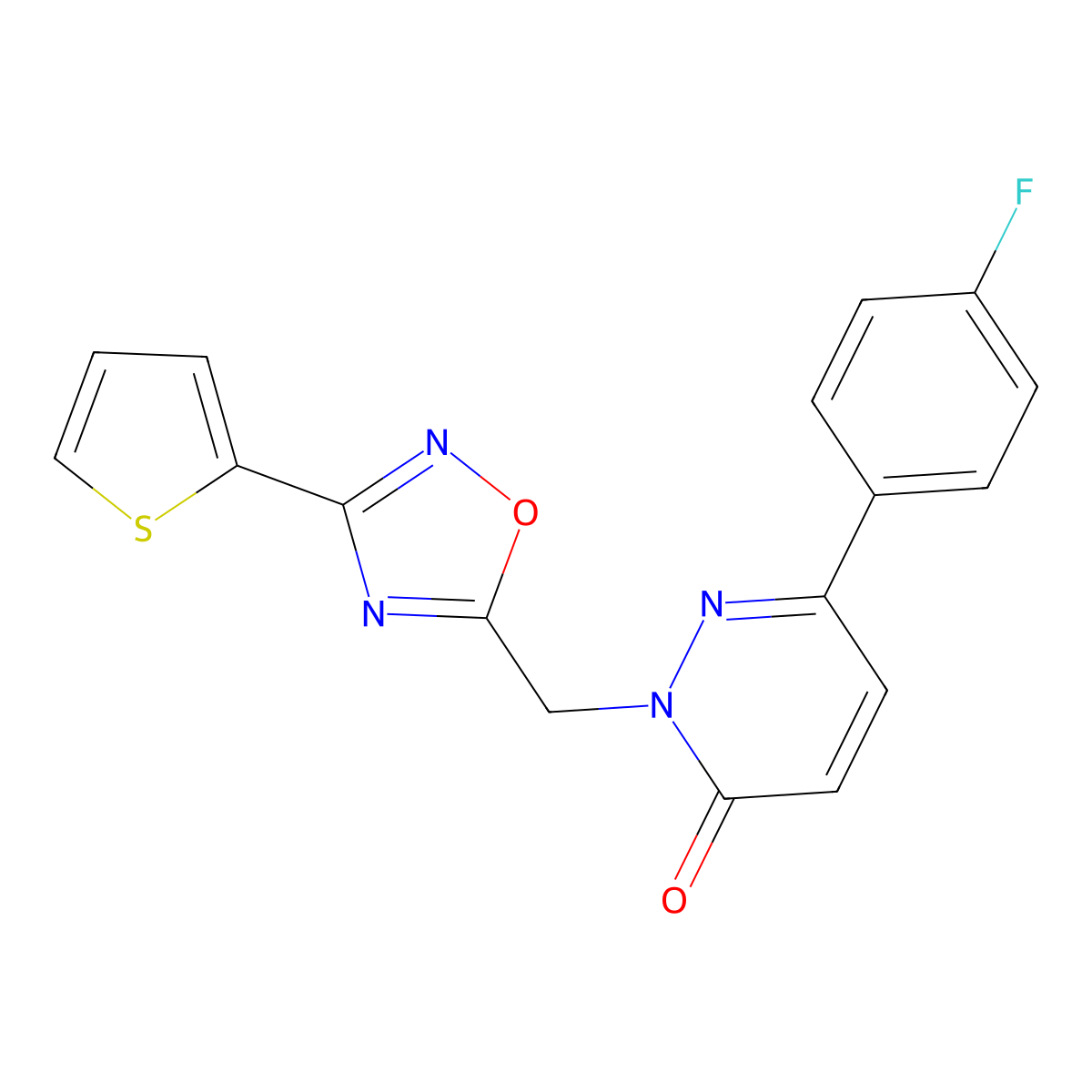6-(4-fluorophenyl)-2-((3-(thiophen-2-yl)-1,2,4-oxadiazol-5-yl)methyl)pyridazin-3(2H)-one molecular structure, CAS 1105196-45-9
