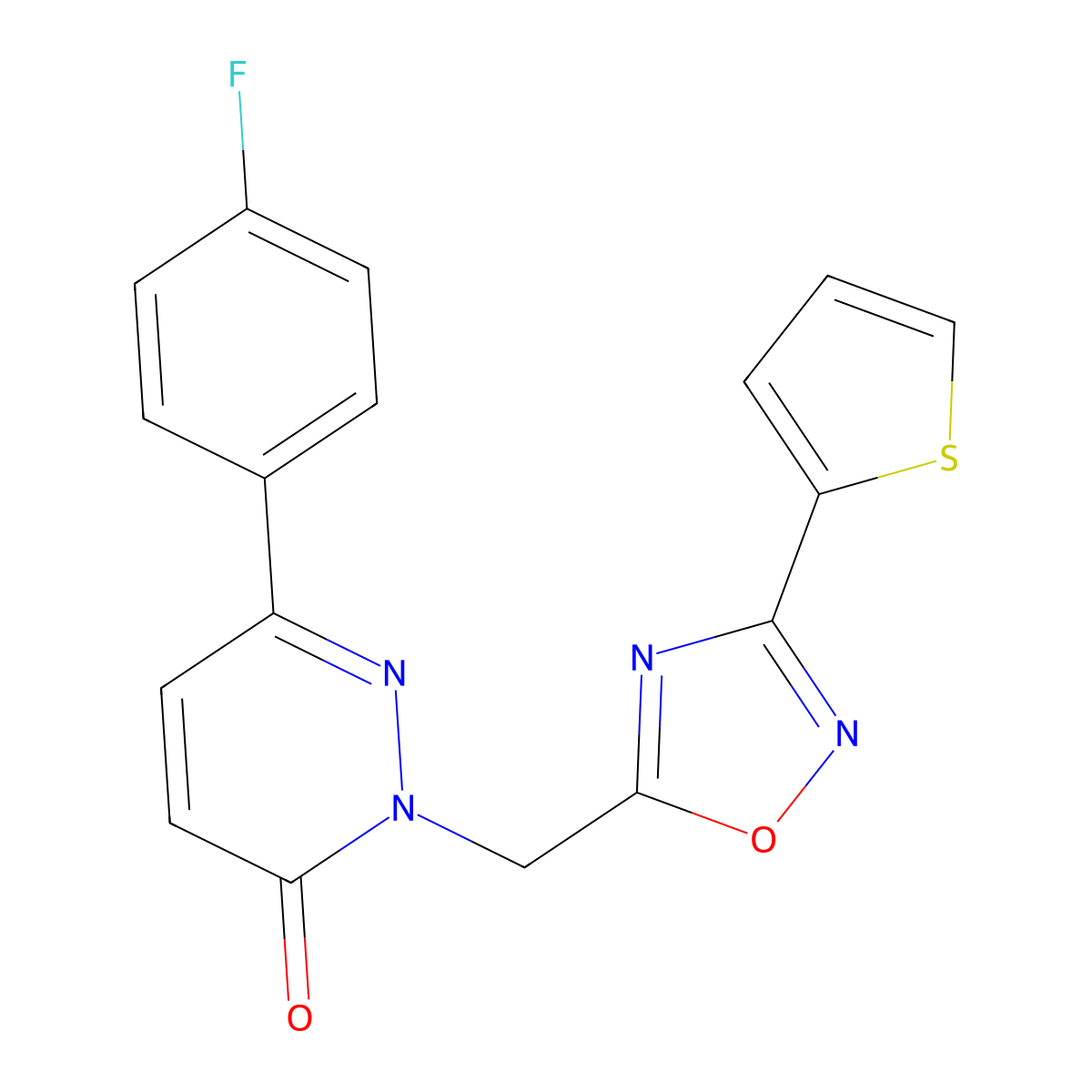 6-(4-fluorophenyl)-2-((3-(thiophen-2-yl)-1,2,4-oxadiazol-5-yl)methyl)pyridazin-3(2H)-one molecular structure, CAS 1105196-45-9
