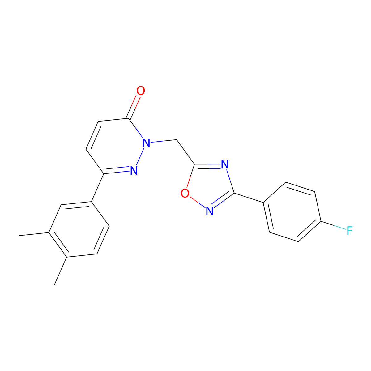 6-(3,4-Dimethylphenyl)-2-[[3-(4-fluorophenyl)-1,2,4-oxadiazol-5-yl]methyl]-3(2H)-pyridazinone molecular structure, CAS 1105196-47-1