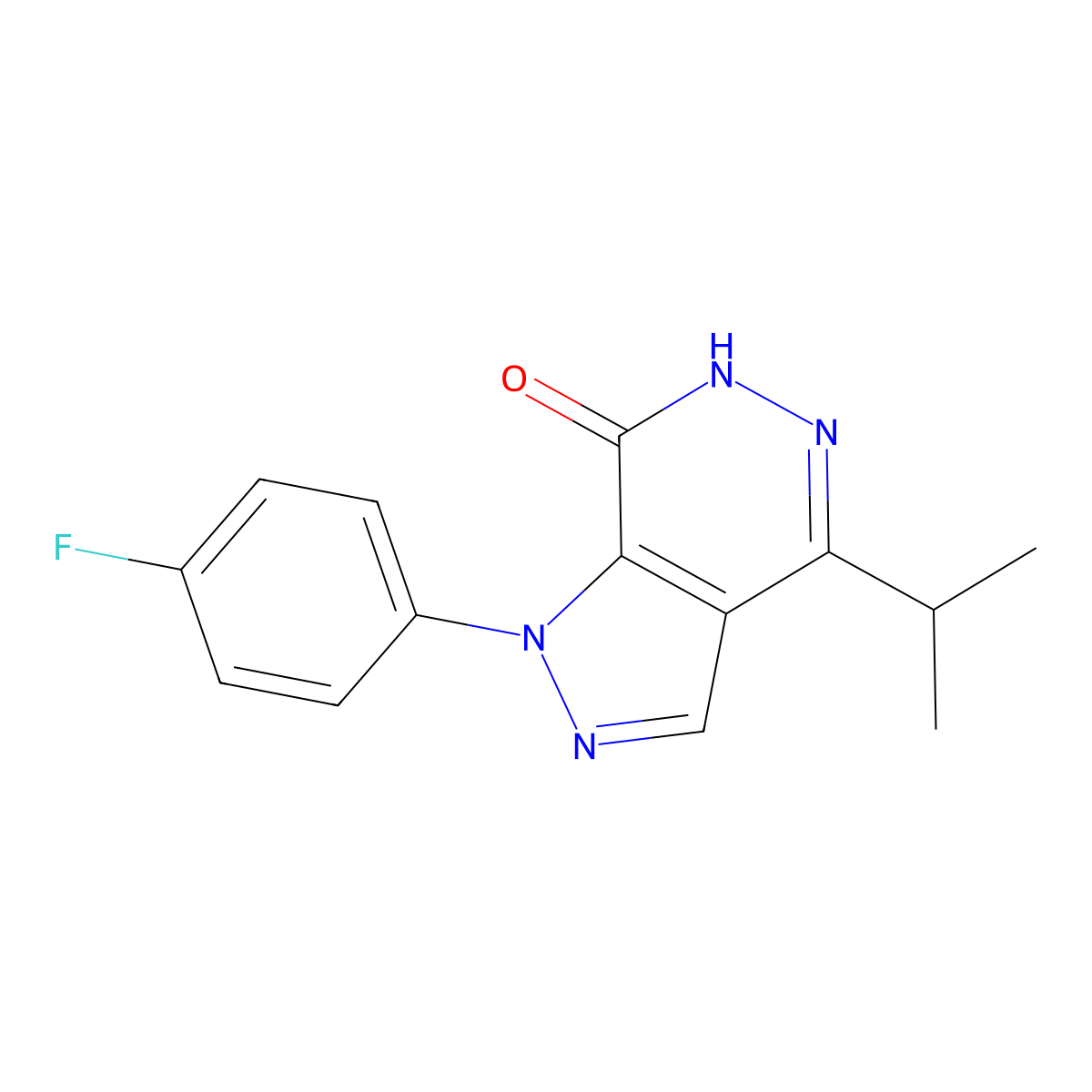1-(4-fluorophenyl)-4-isopropyl-1,6-dihydro-7H-pyrazolo[3,4-d]pyridazin-7-one molecular structure, CAS 1105196-55-1