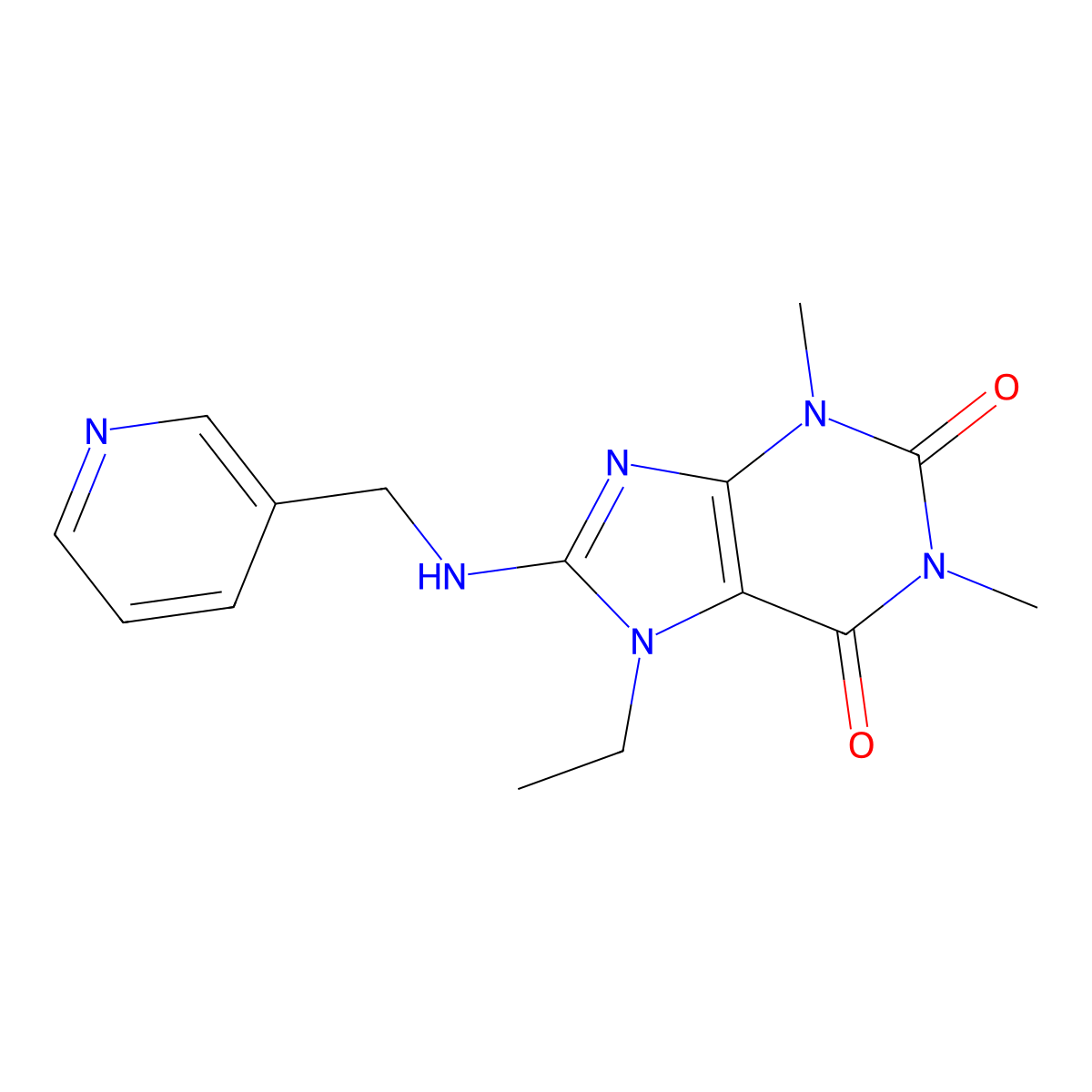 7-ethyl-1,3-dimethyl-8-((pyridin-3-ylmethyl)amino)-1H-purine-2,6(3H,7H)-dione molecular structure, CAS 1105196-72-2