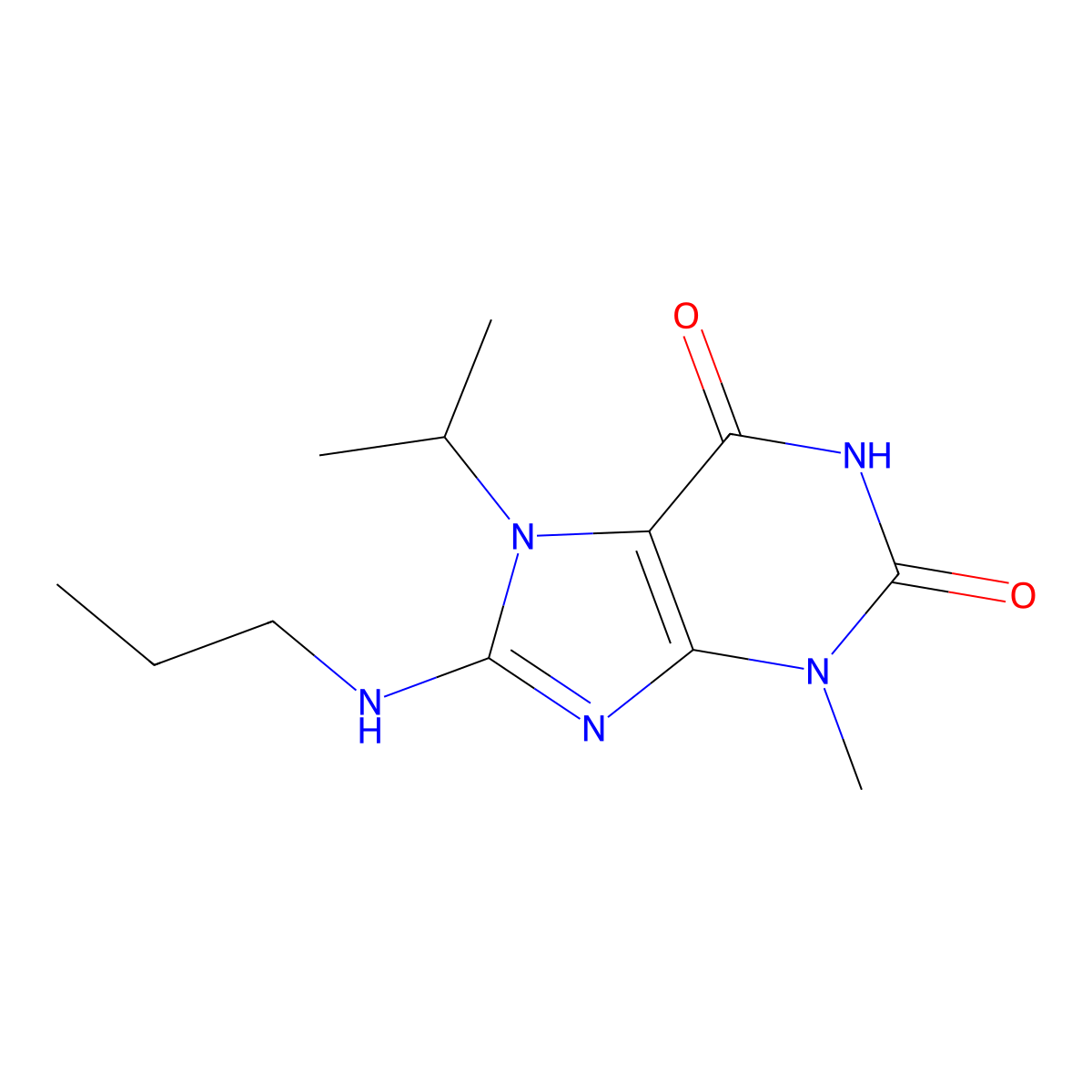 7-isopropyl-3-methyl-8-(propylamino)-1H-purine-2,6(3H,7H)-dione molecular structure, CAS 1105196-82-4