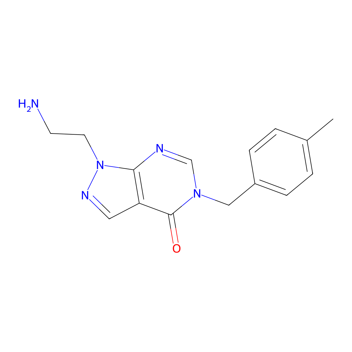 1-(2-aminoethyl)-5-(4-methylbenzyl)-1,5-dihydro-4H-pyrazolo[3,4-d]pyrimidin-4-one molecular structure, CAS 1105196-83-5