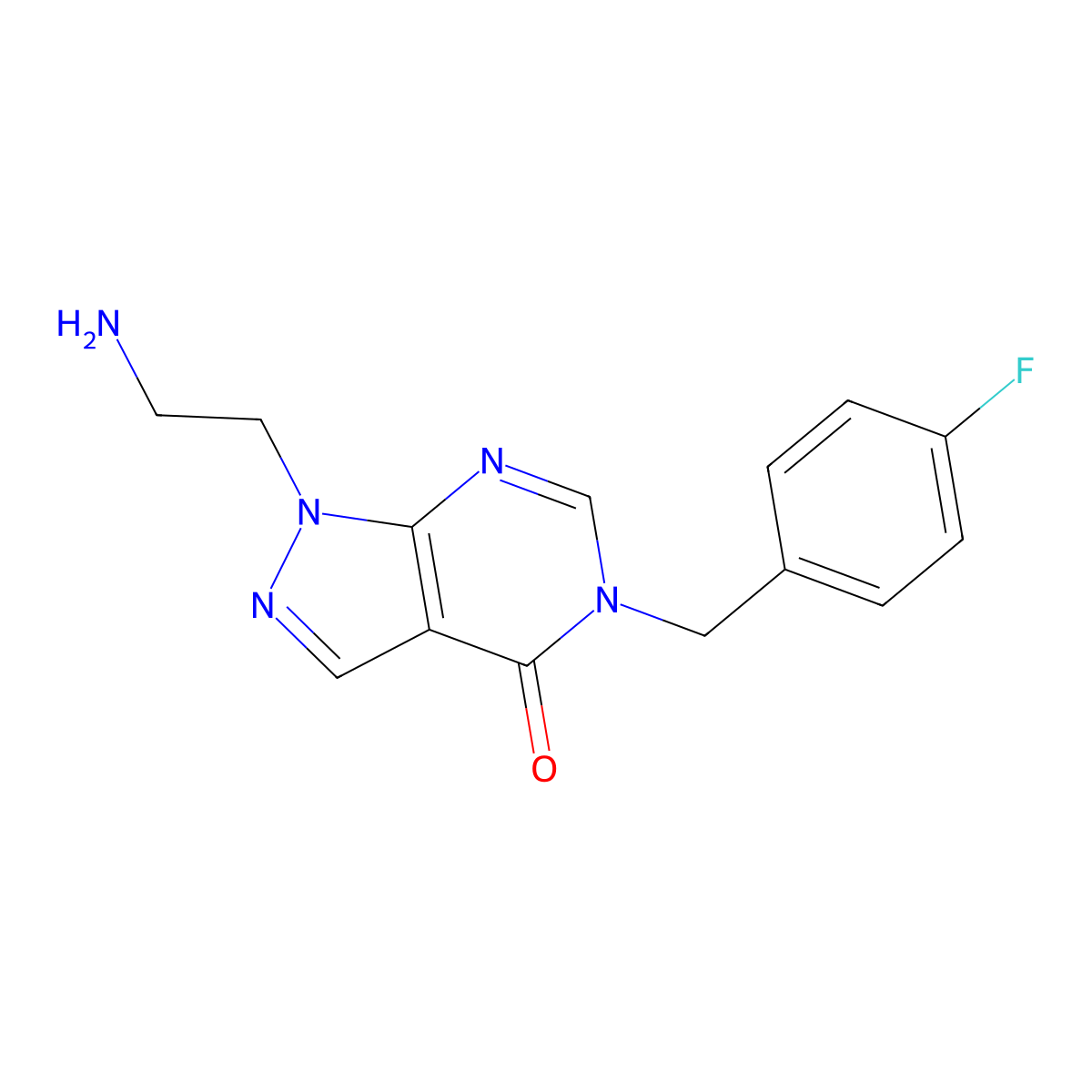 1-(2-aminoethyl)-5-(4-fluorobenzyl)-1,5-dihydro-4H-pyrazolo[3,4-d]pyrimidin-4-one molecular structure, CAS 1105196-86-8