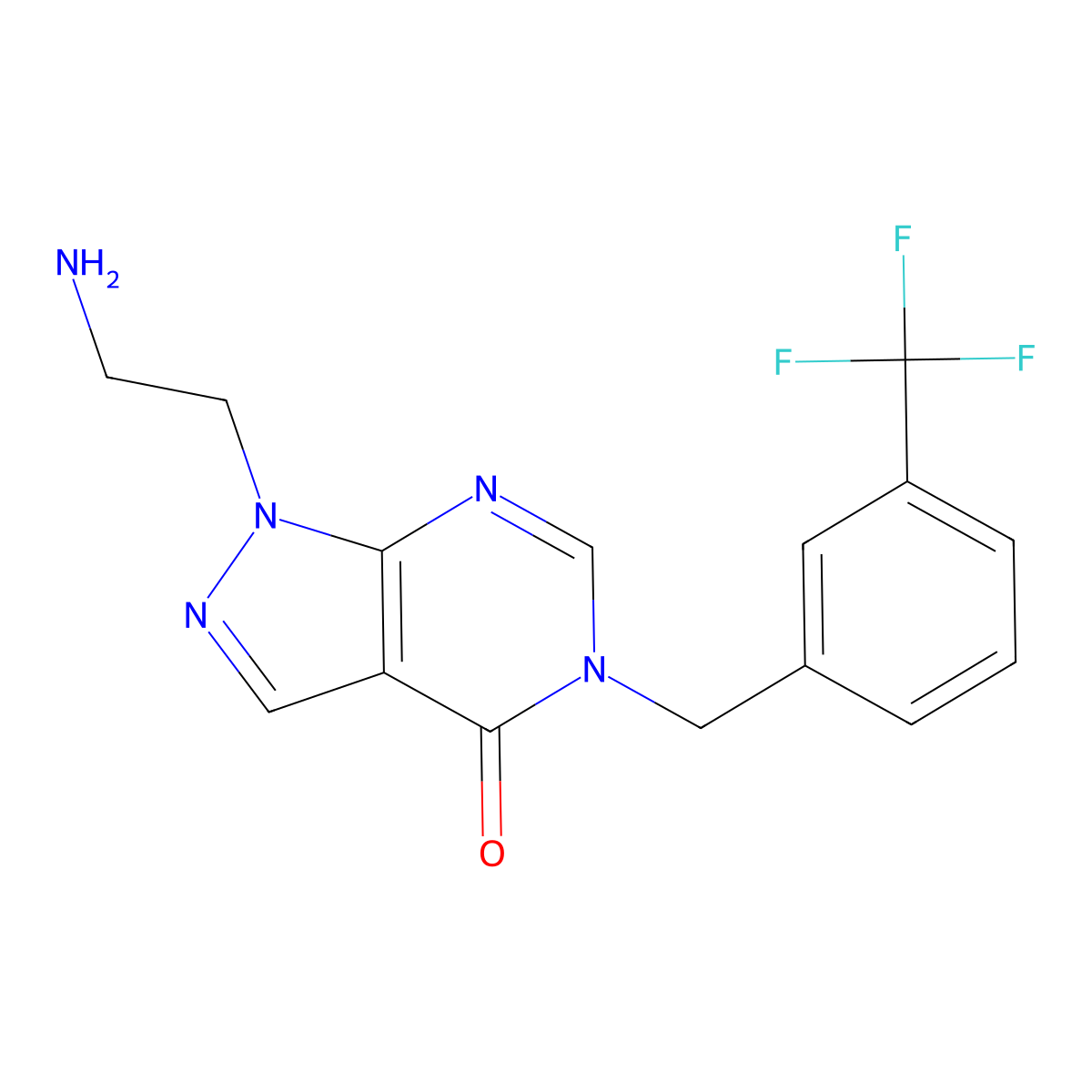 1-(2-aminoethyl)-5-(3-(trifluoromethyl)benzyl)-1H-pyrazolo[3,4-d]pyrimidin-4(5H)-one molecular structure, CAS 1105196-89-1