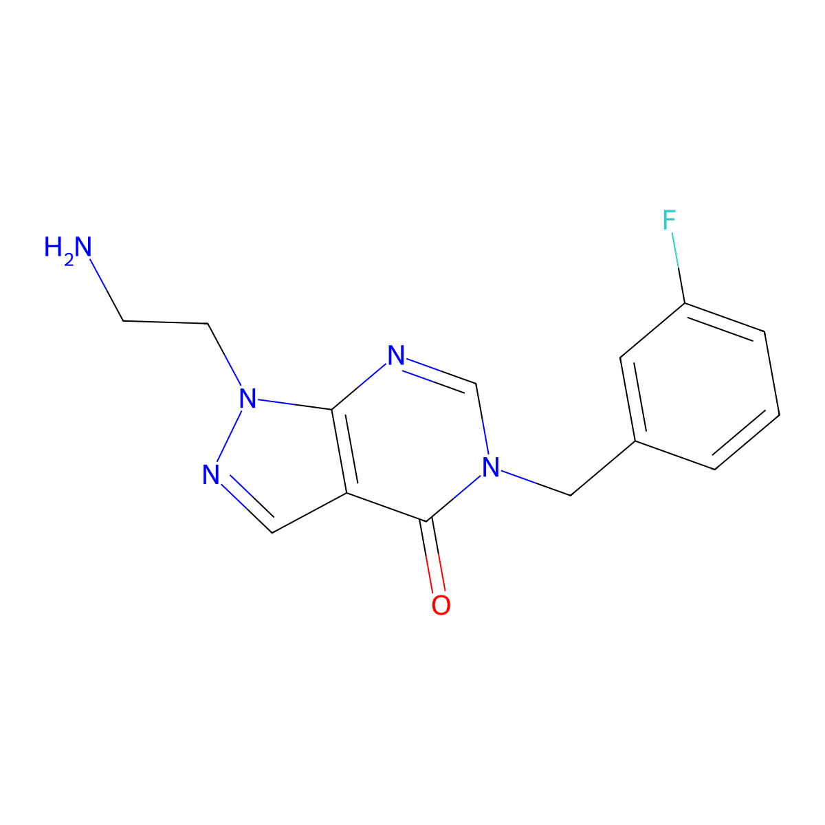 1-(2-aminoethyl)-5-(3-fluorobenzyl)-1,5-dihydro-4H-pyrazolo[3,4-d]pyrimidin-4-one molecular structure, CAS 1105196-92-6