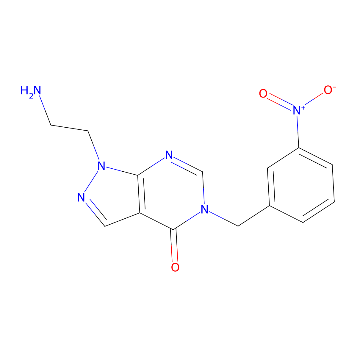 1-(2-Aminoethyl)-5-[(3-nitrophenyl)methyl]pyrazolo[3,4-d]pyrimidin-4-one molecular structure, CAS 1105196-95-9