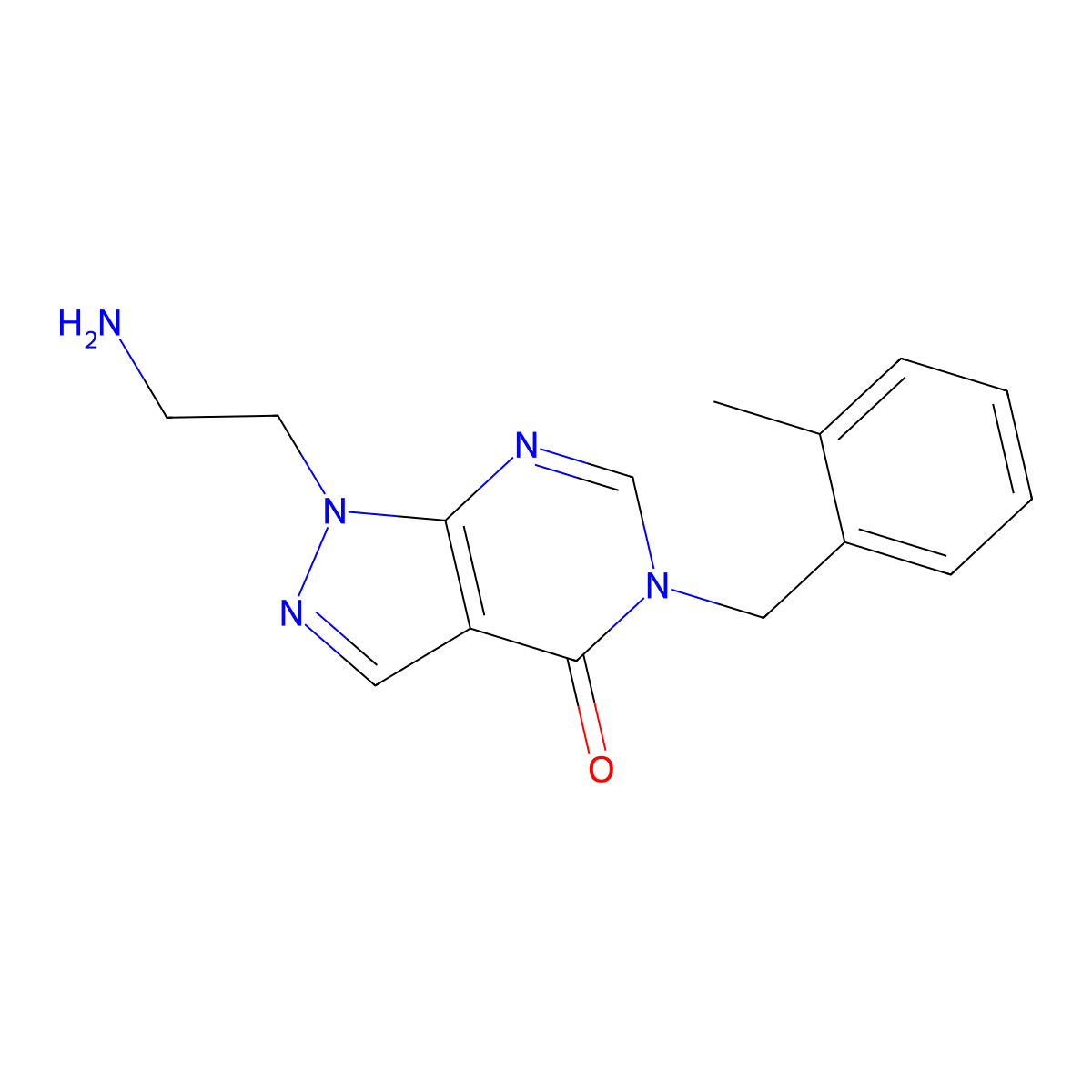 1-(2-aminoethyl)-5-(2-methylbenzyl)-1,5-dihydro-4H-pyrazolo[3,4-d]pyrimidin-4-one molecular structure, CAS 1105196-98-2