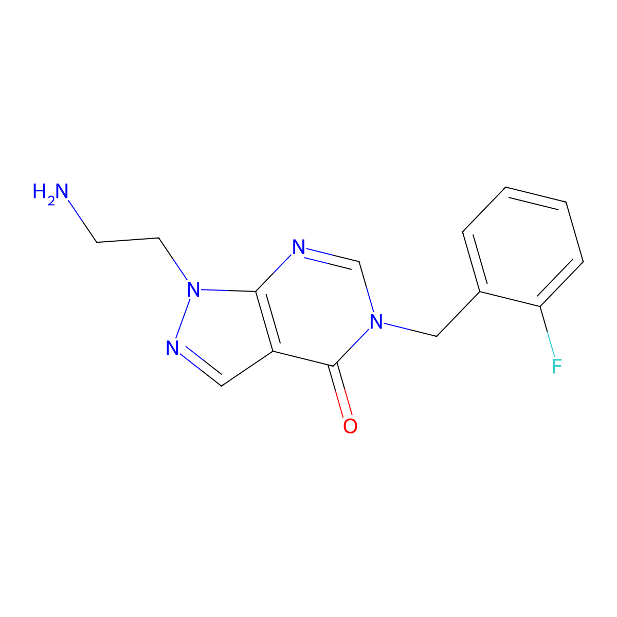 1-(2-aminoethyl)-5-(2-fluorobenzyl)-1,5-dihydro-4H-pyrazolo[3,4-d]pyrimidin-4-one molecular structure, CAS 1105197-02-1