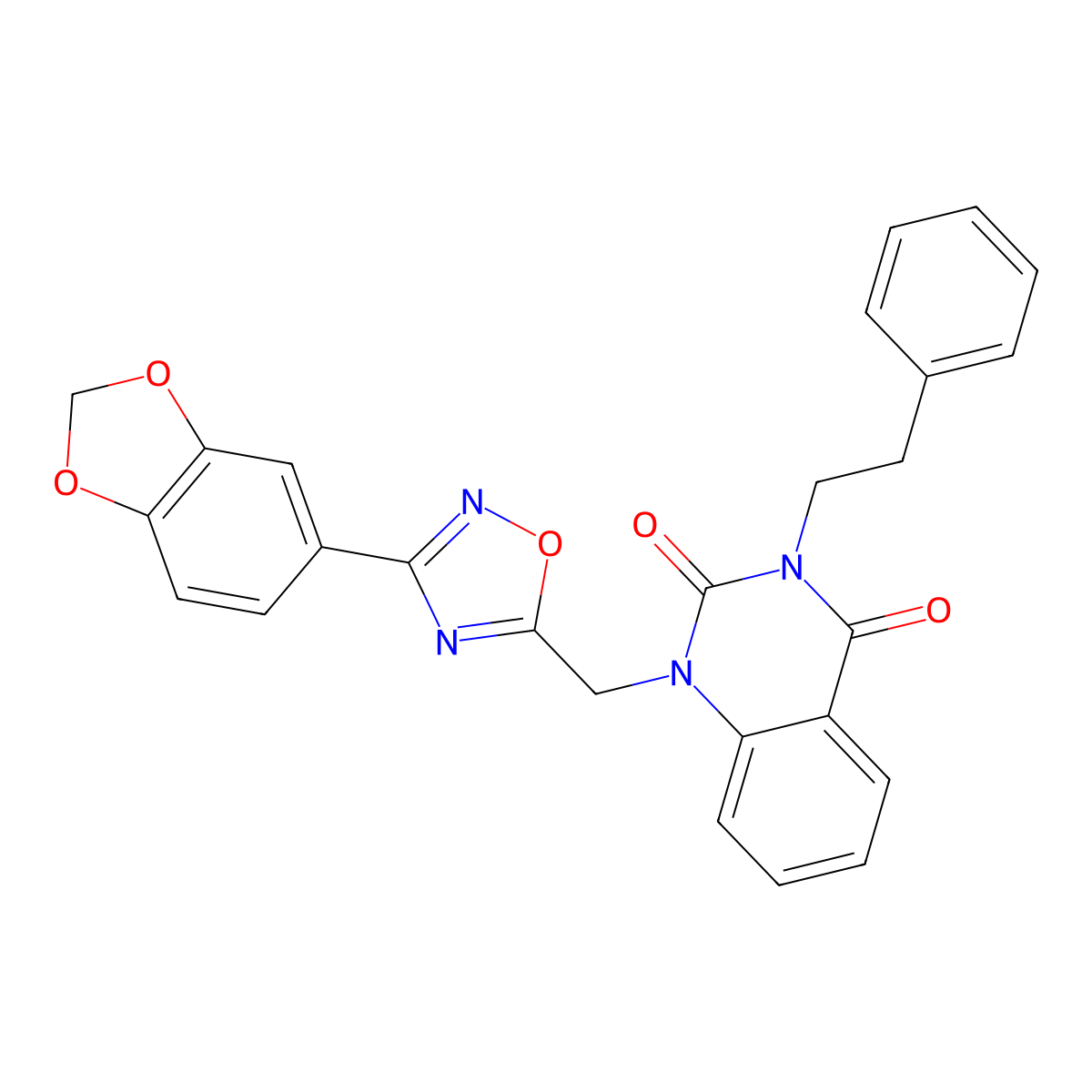 1-((3-(benzo[d][1,3]dioxol-5-yl)-1,2,4-oxadiazol-5-yl)methyl)-3-phenethylquinazoline-2,4(1H,3H)-dione molecular structure, CAS 1105197-03-2