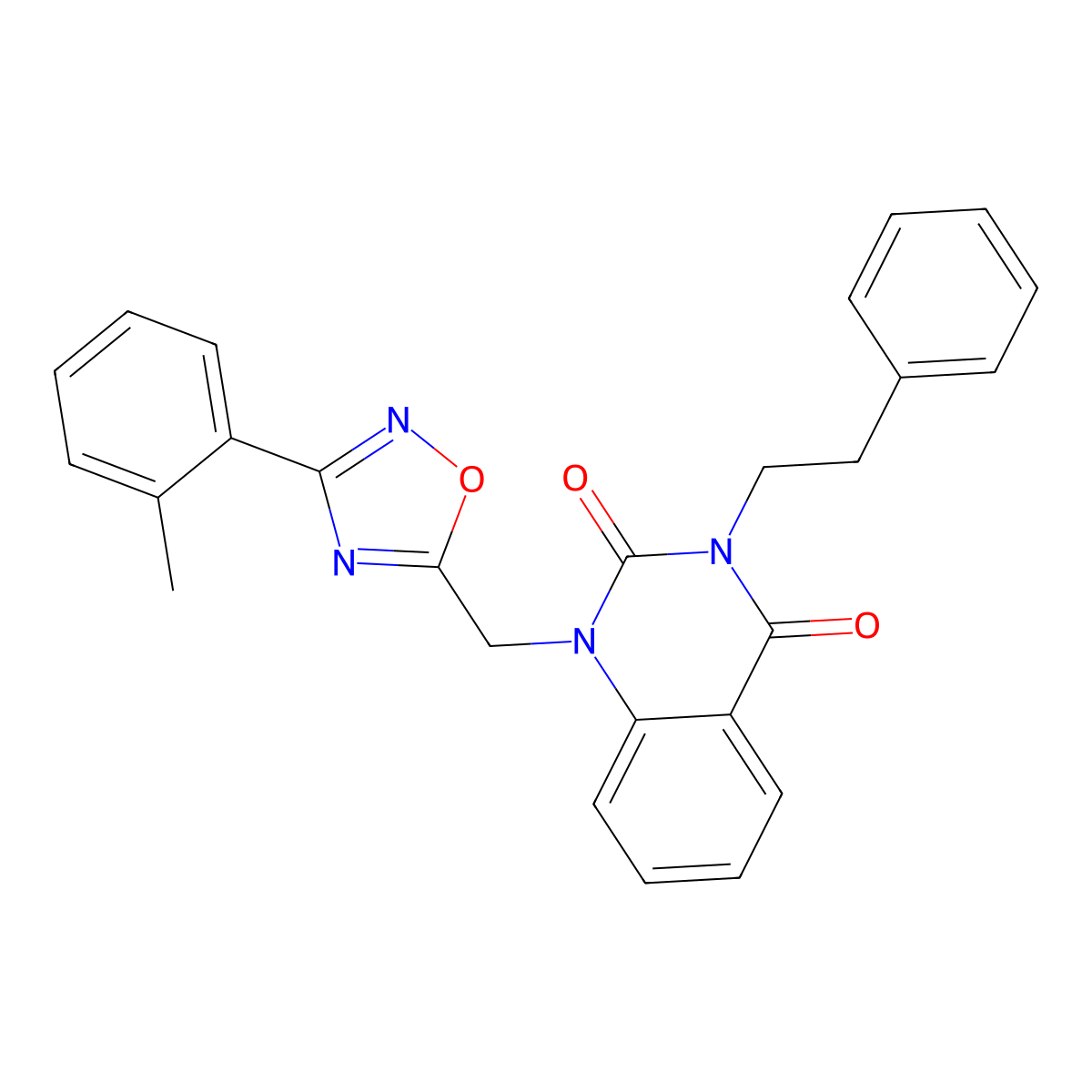 1-{[3-(2-Methylphenyl)-1,2,4-oxadiazol-5-yl]methyl}-3-(2-phenylethyl)-1,2,3,4-tetrahydroquinazoline-2,4-dione molecular structure, CAS 1105197-06-5