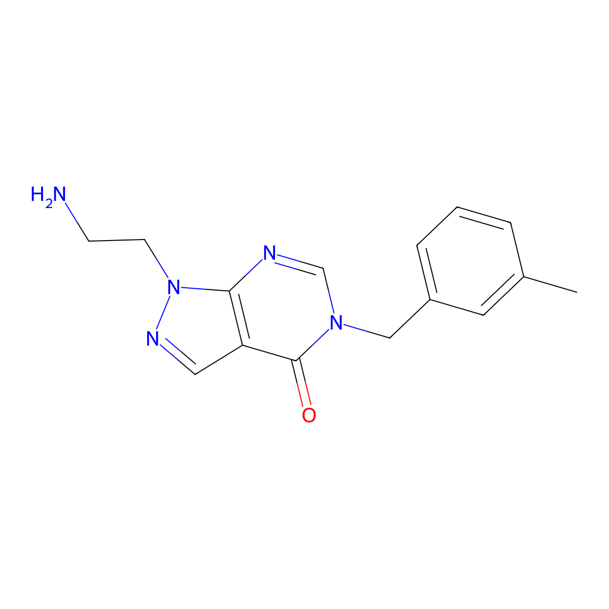 1-(2-aminoethyl)-5-(3-methylbenzyl)-1,5-dihydro-4H-pyrazolo[3,4-d]pyrimidin-4-one molecular structure, CAS 1105197-08-7