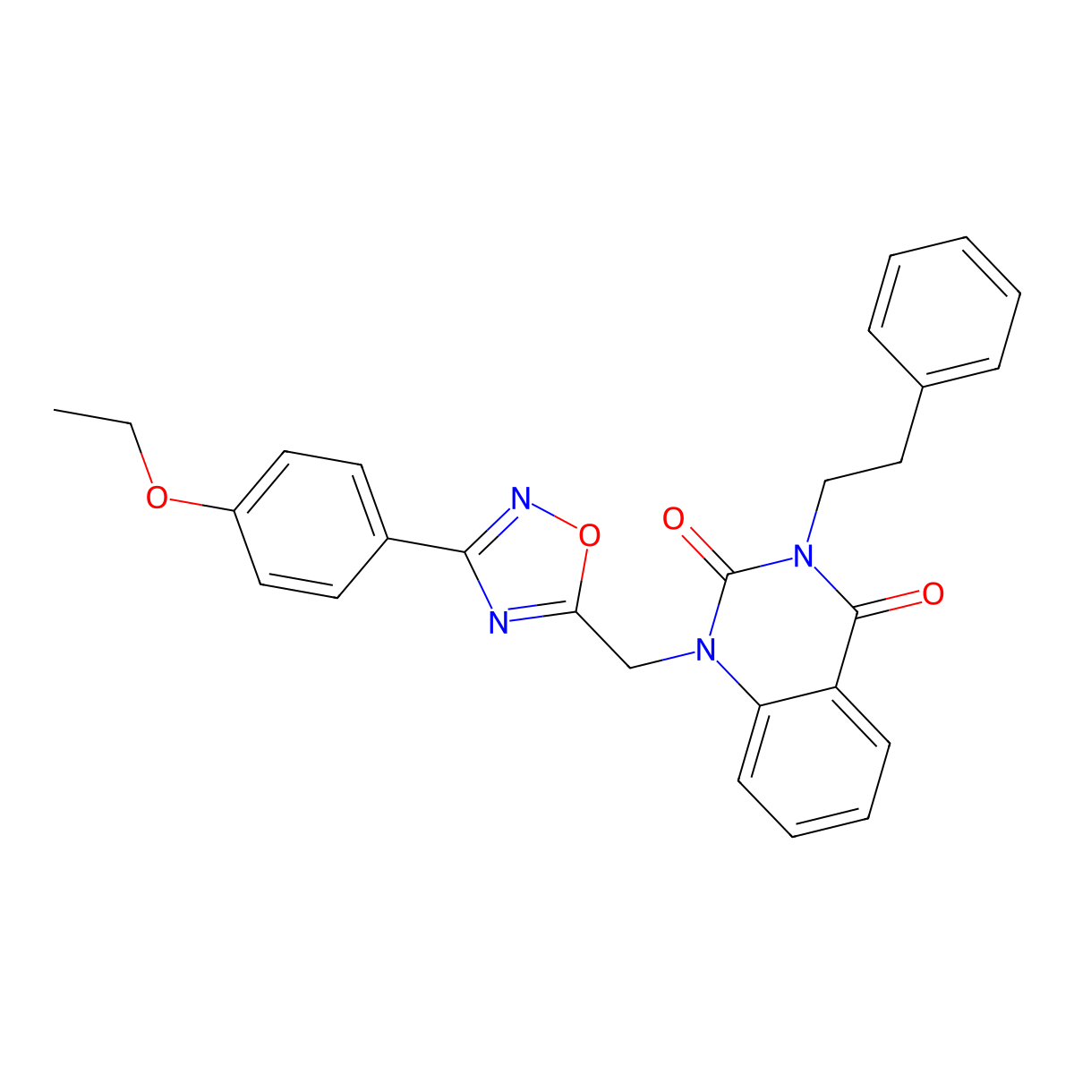 1-((3-(4-ethoxyphenyl)-1,2,4-oxadiazol-5-yl)methyl)-3-phenethylquinazoline-2,4(1H,3H)-dione molecular structure, CAS 1105197-10-1