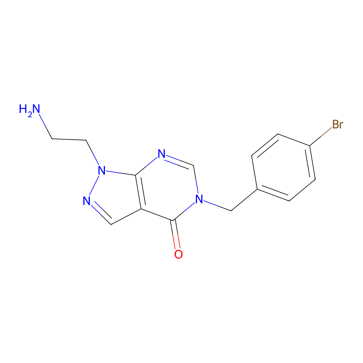 1-(2-aminoethyl)-5-(4-bromobenzyl)-1H-pyrazolo[3,4-d]pyrimidin-4(5H)-one molecular structure, CAS 1105197-12-3