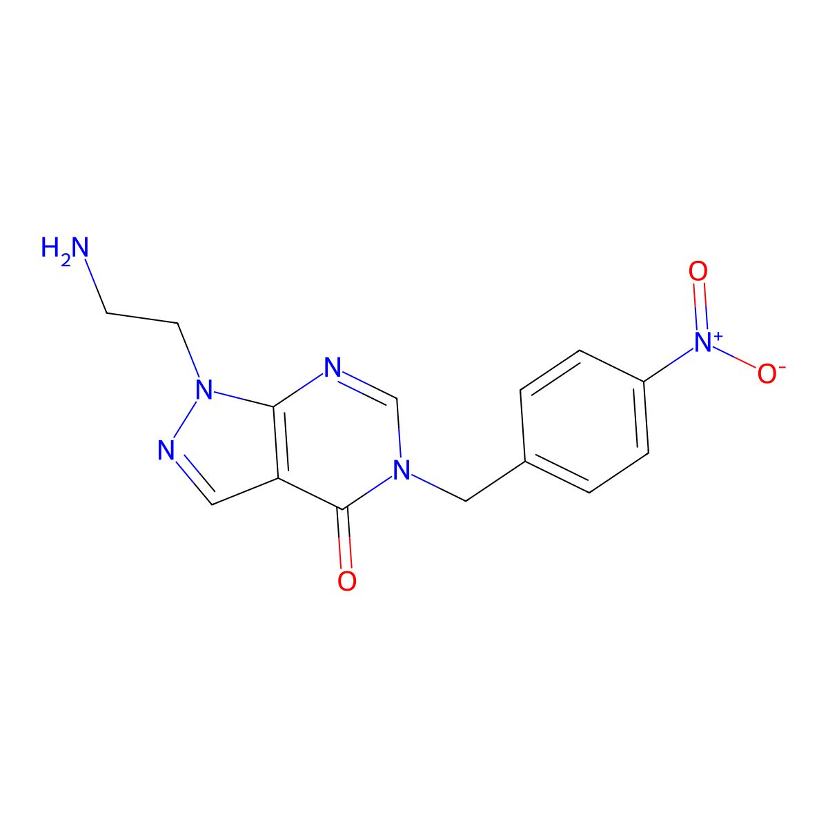 1-(2-Aminoethyl)-5-[(4-nitrophenyl)methyl]pyrazolo[3,4-d]pyrimidin-4-one molecular structure, CAS 1105197-15-6