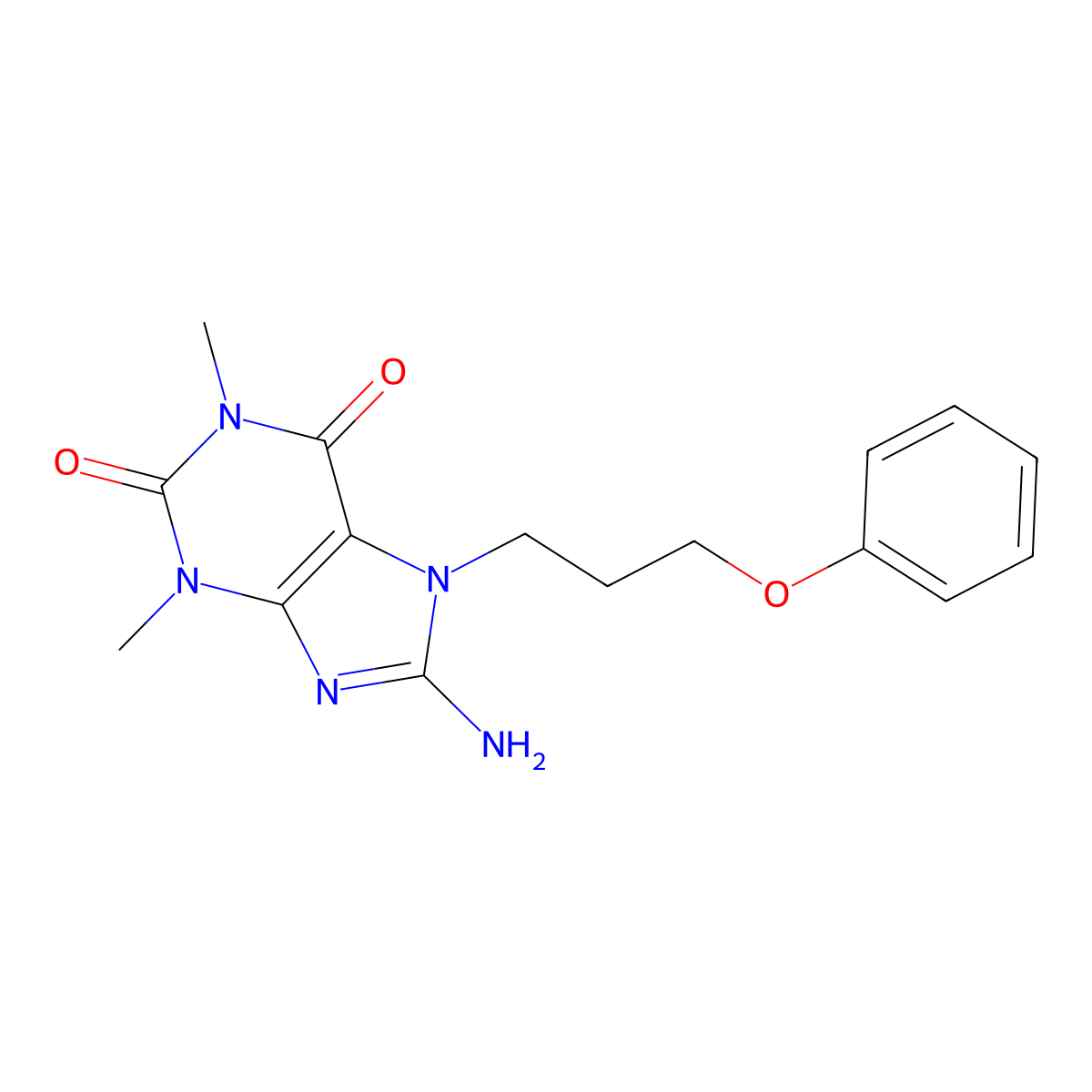 8-amino-1,3-dimethyl-7-(3-phenoxypropyl)-1H-purine-2,6(3H,7H)-dione molecular structure, CAS 1105197-17-8