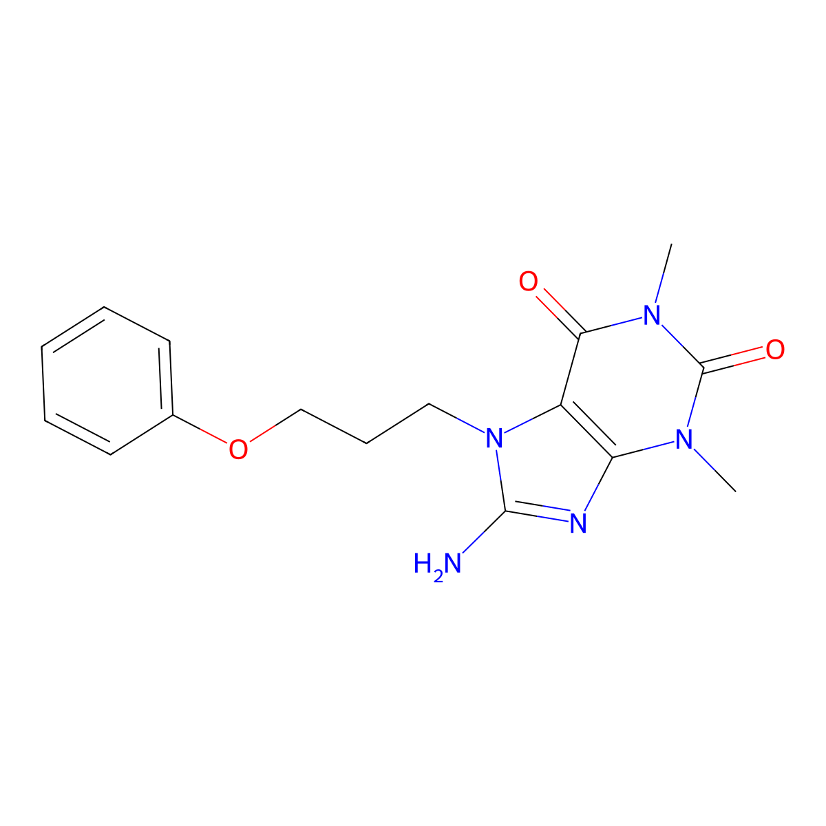 8-amino-1,3-dimethyl-7-(3-phenoxypropyl)-1H-purine-2,6(3H,7H)-dione molecular structure, CAS 1105197-17-8