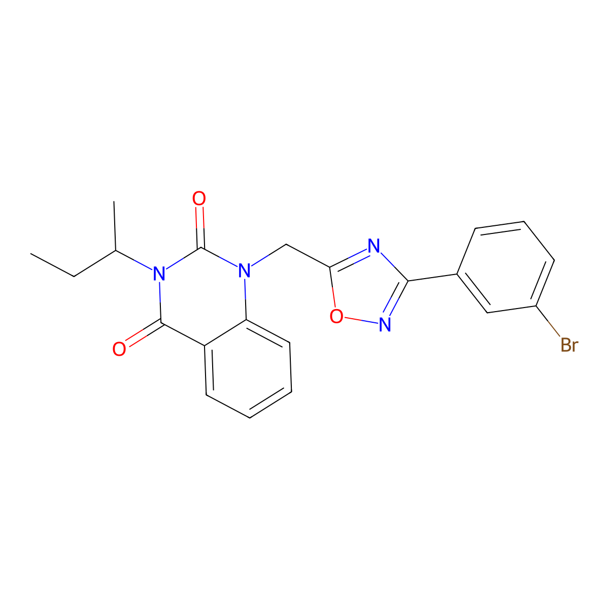 1-{[3-(3-Bromophenyl)-1,2,4-oxadiazol-5-yl]methyl}-3-(butan-2-yl)-1,2,3,4-tetrahydroquinazoline-2,4-dione molecular structure, CAS 1105197-26-9