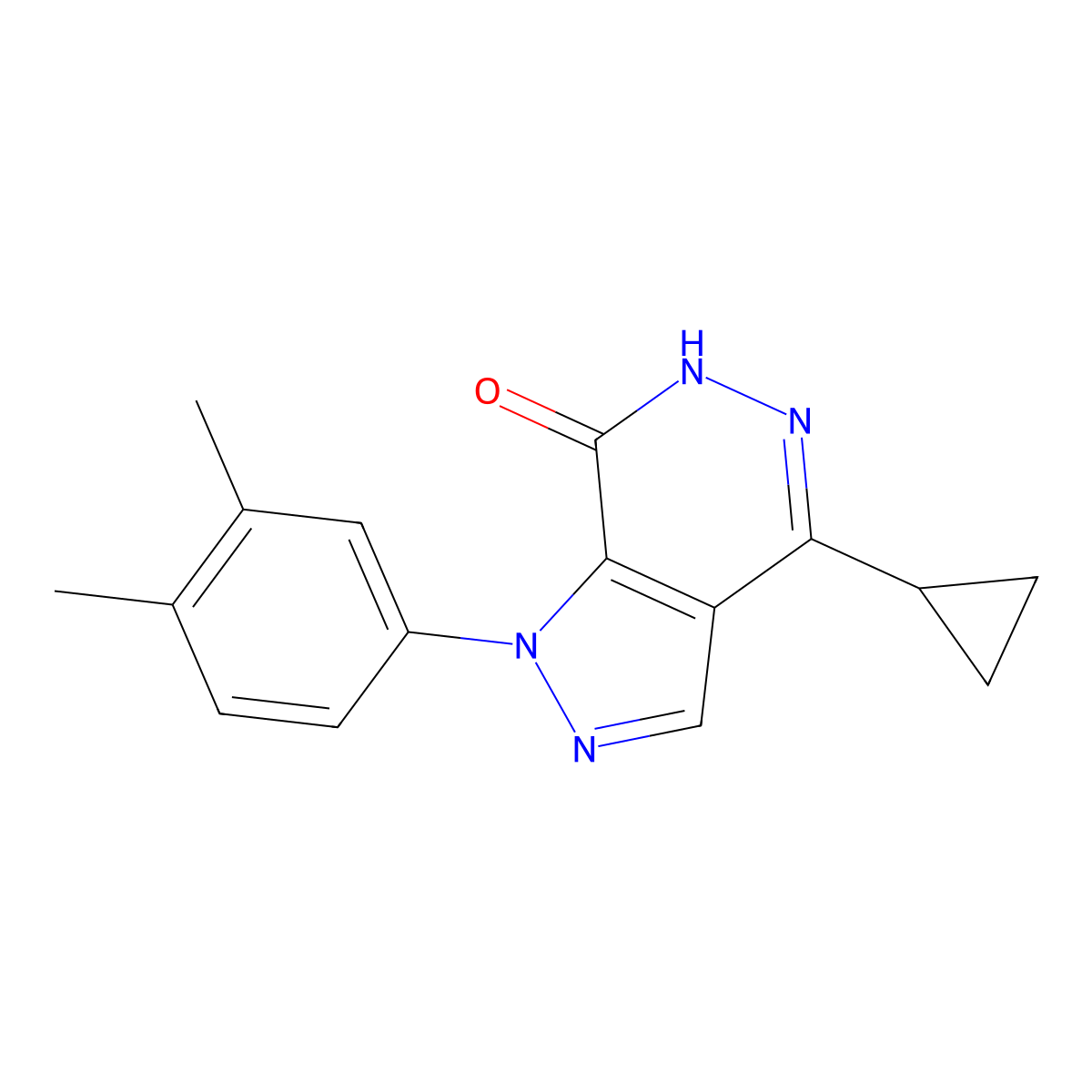 4-cyclopropyl-1-(3,4-dimethylphenyl)-1,6-dihydro-7H-pyrazolo[3,4-d]pyridazin-7-one molecular structure, CAS 1105197-29-2