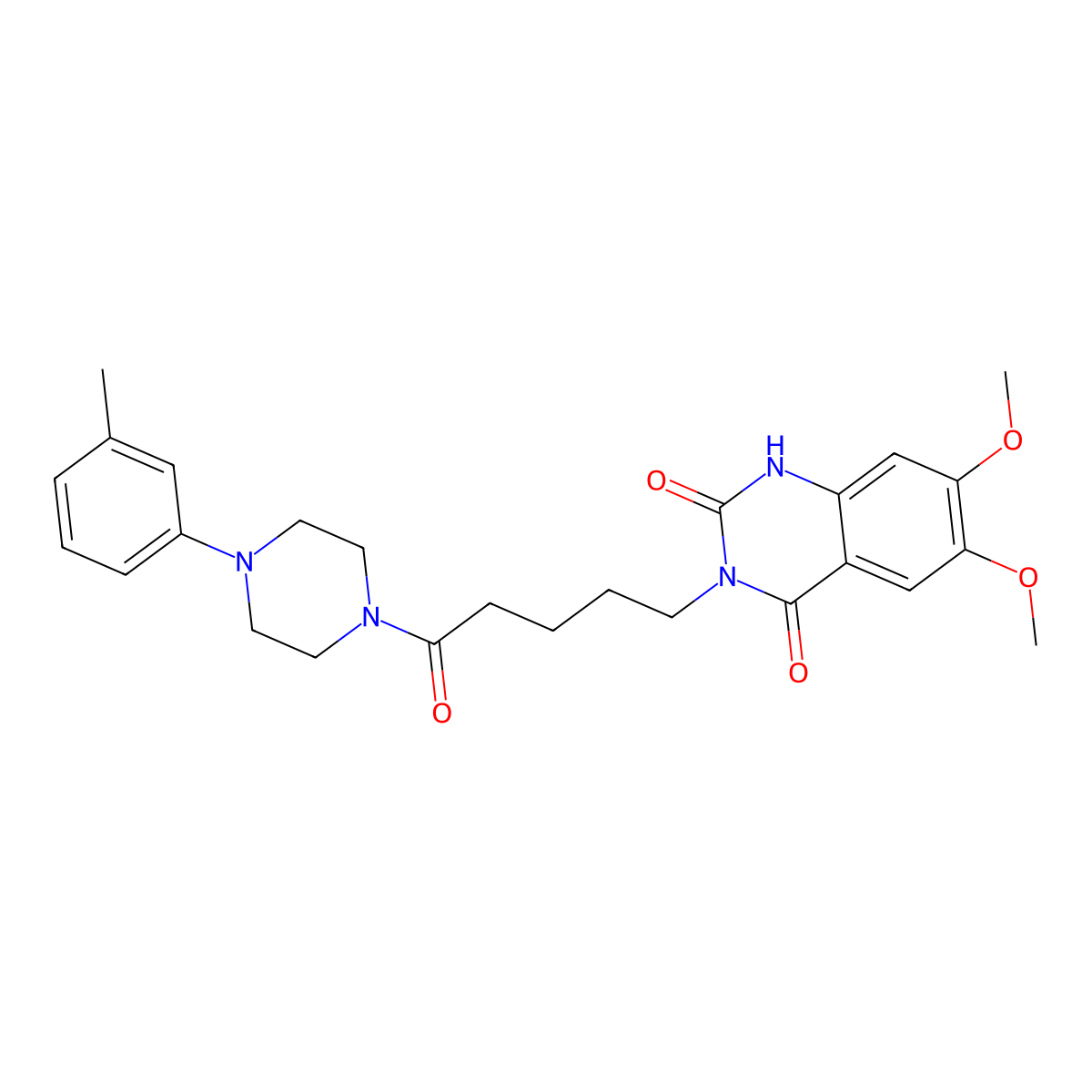6,7-dimethoxy-3-(5-oxo-5-(4-(m-tolyl)piperazin-1-yl)pentyl)quinazoline-2,4(1H,3H)-dione molecular structure, CAS 1105197-34-9