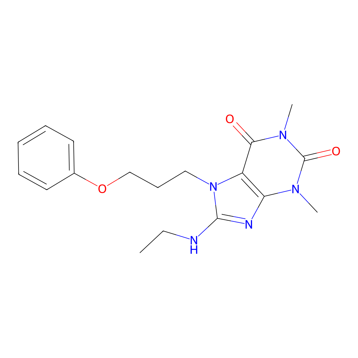 8-(ethylamino)-1,3-dimethyl-7-(3-phenoxypropyl)-1H-purine-2,6(3H,7H)-dione molecular structure, CAS 1105197-36-1