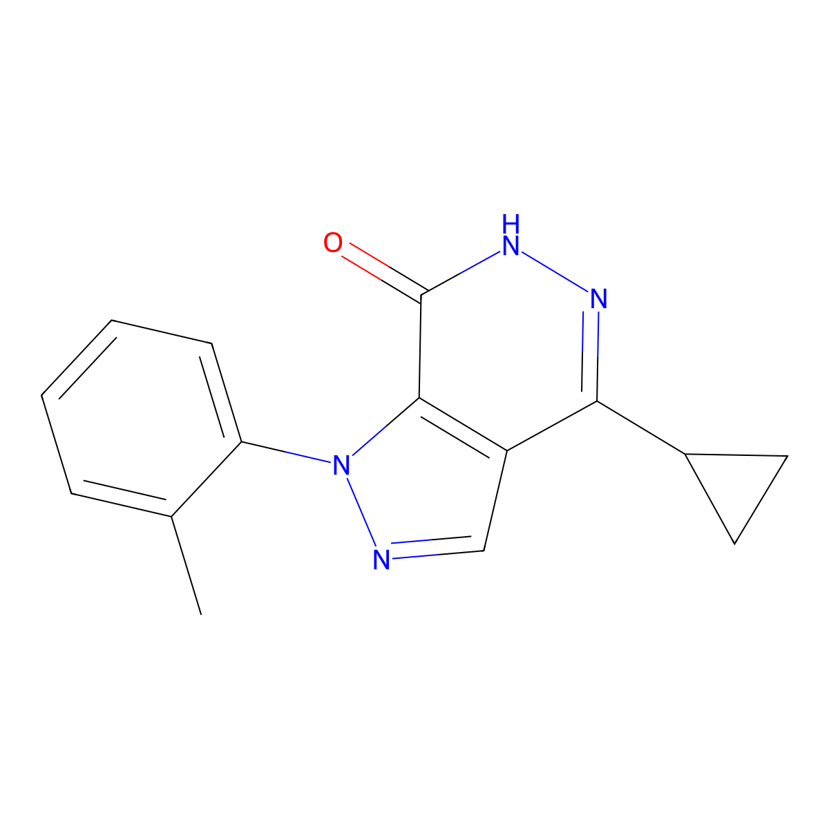4-cyclopropyl-1-(2-methylphenyl)-1,6-dihydro-7H-pyrazolo[3,4-d]pyridazin-7-one molecular structure, CAS 1105197-37-2
